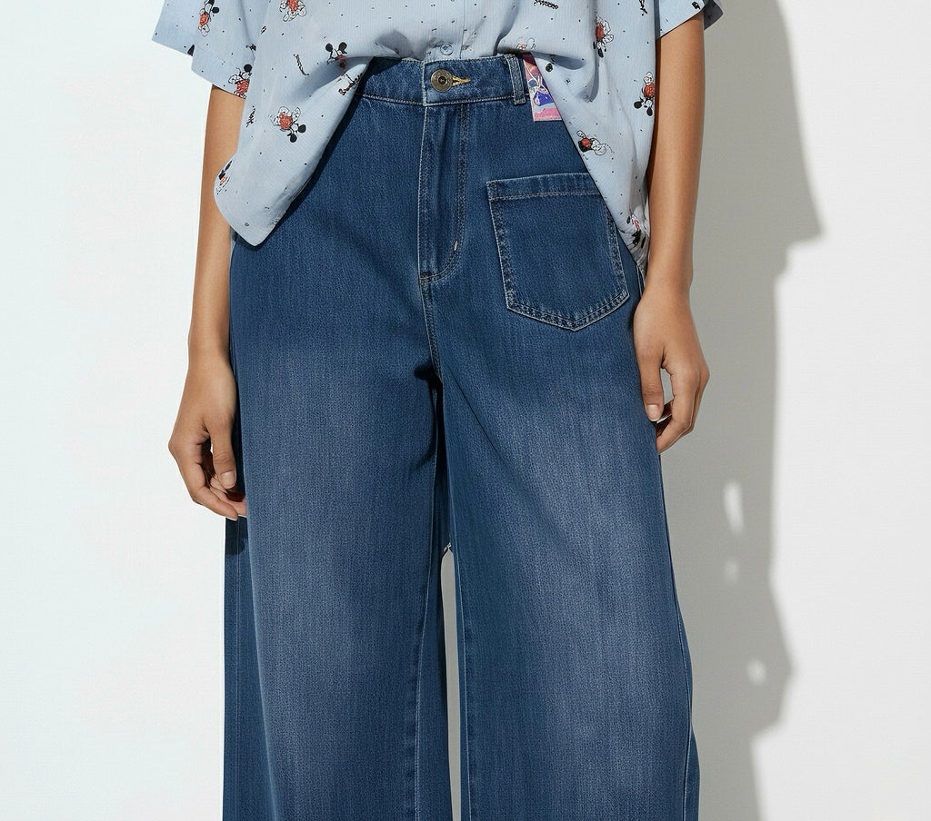 Wide-Leg Denim Pants