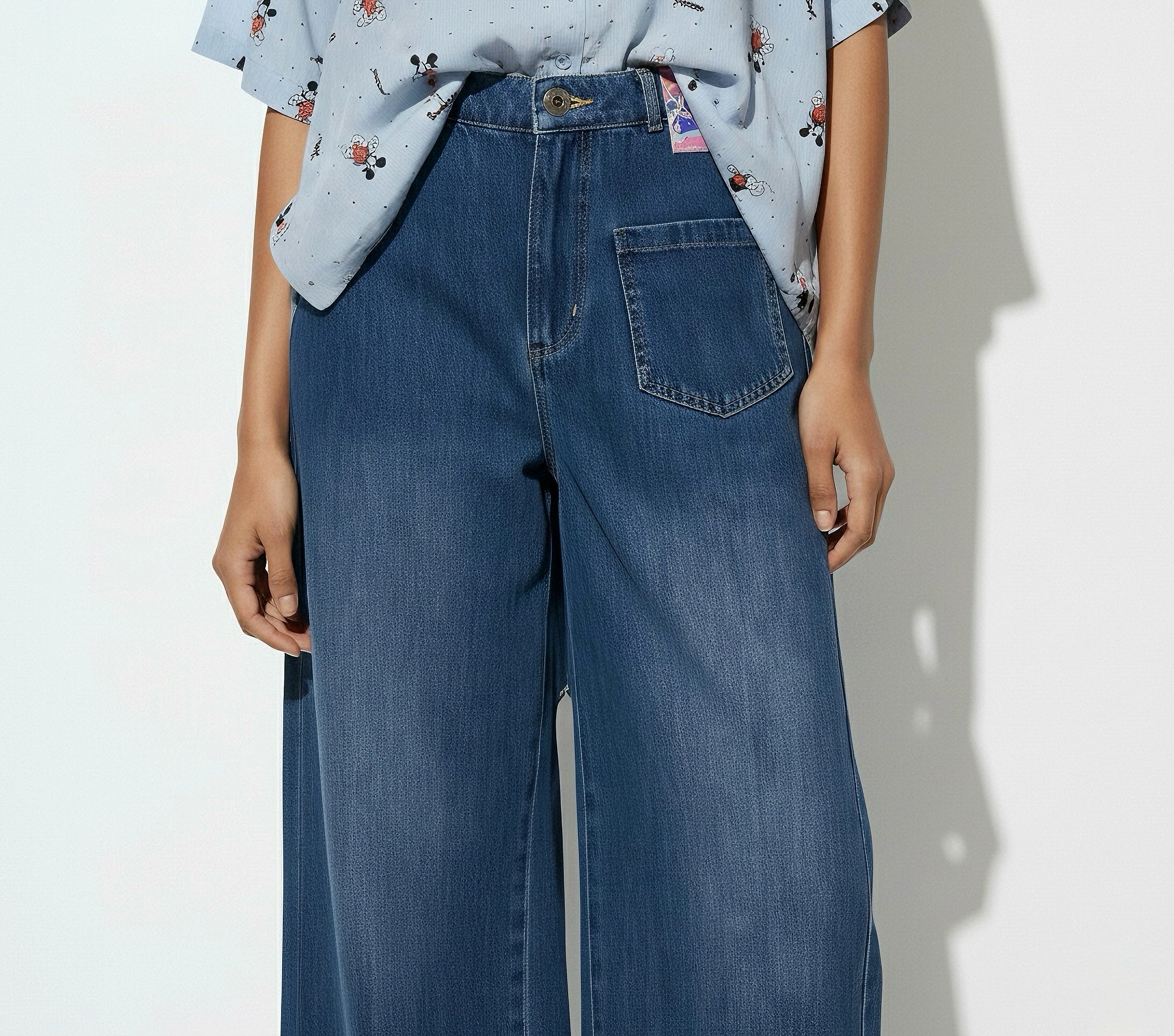 Wide-Leg Denim Pants
