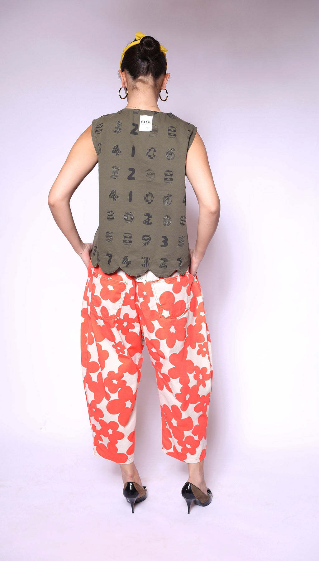 Olive Numeric Sleeveless Top