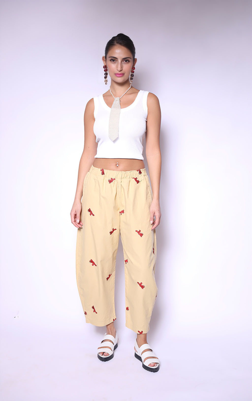 Yellow Elmo Embroidered Pants