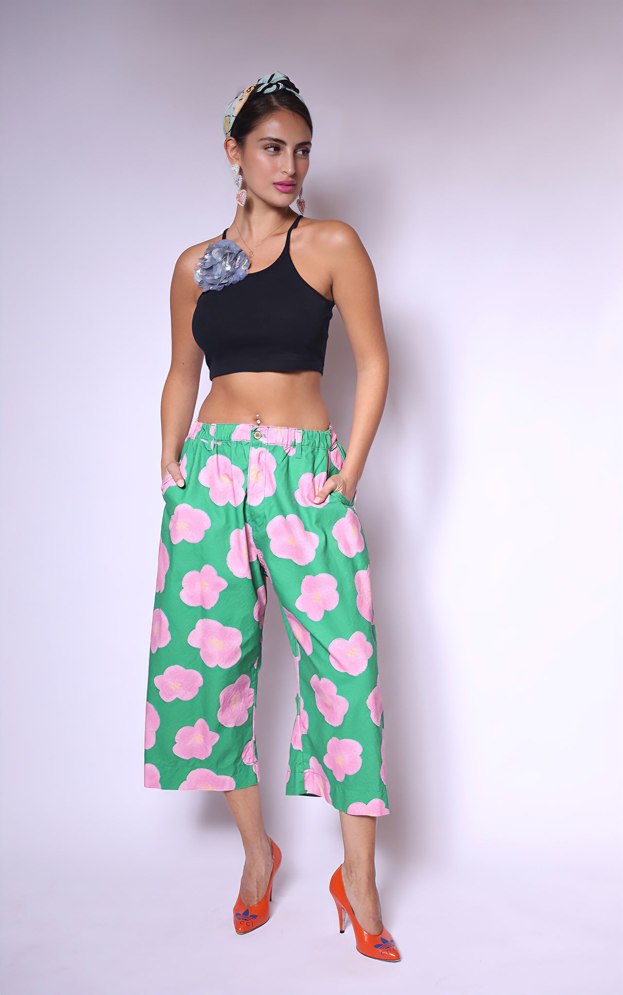 Green & Pink Bloom Pants