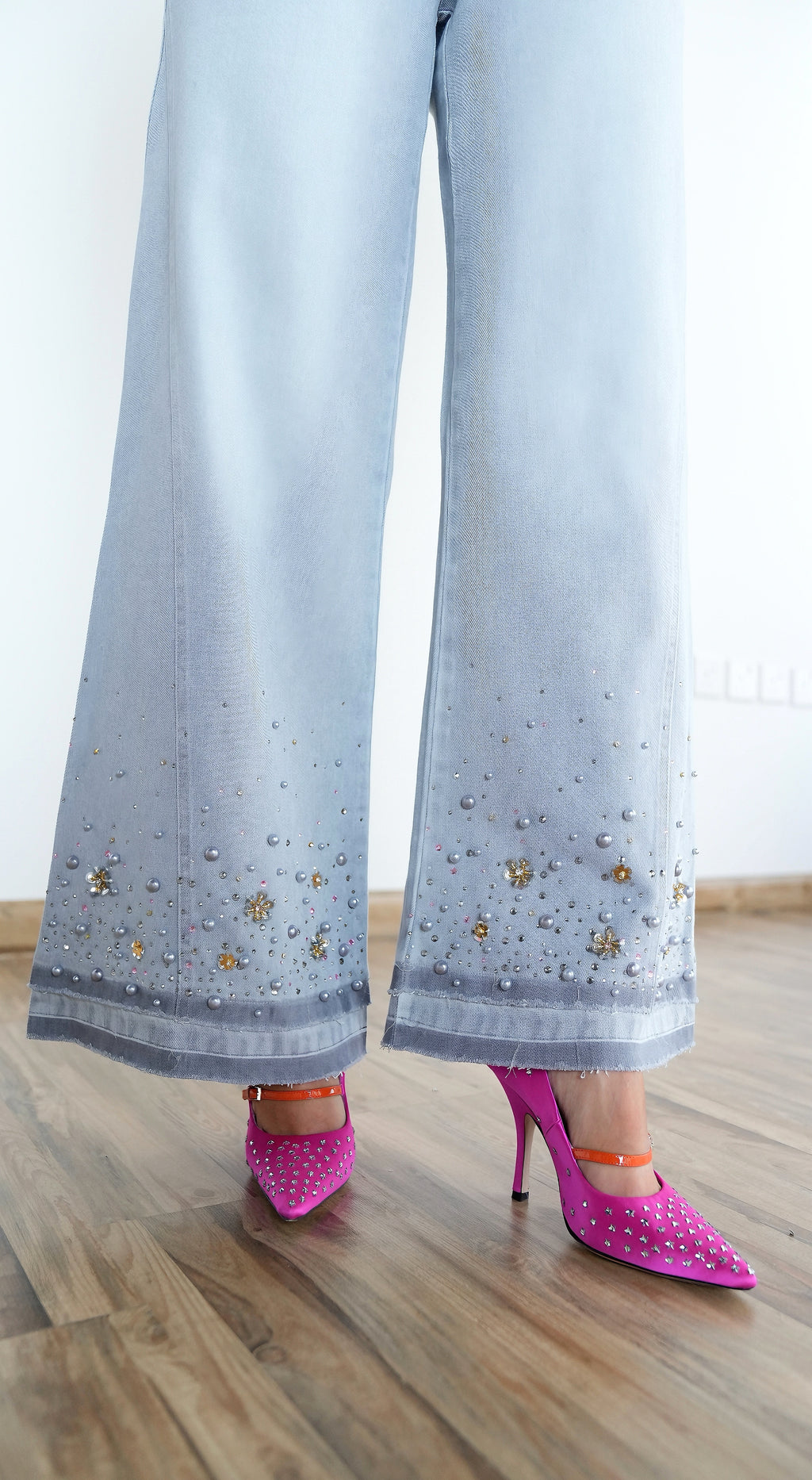 Starry Wide-Leg Denim Pants