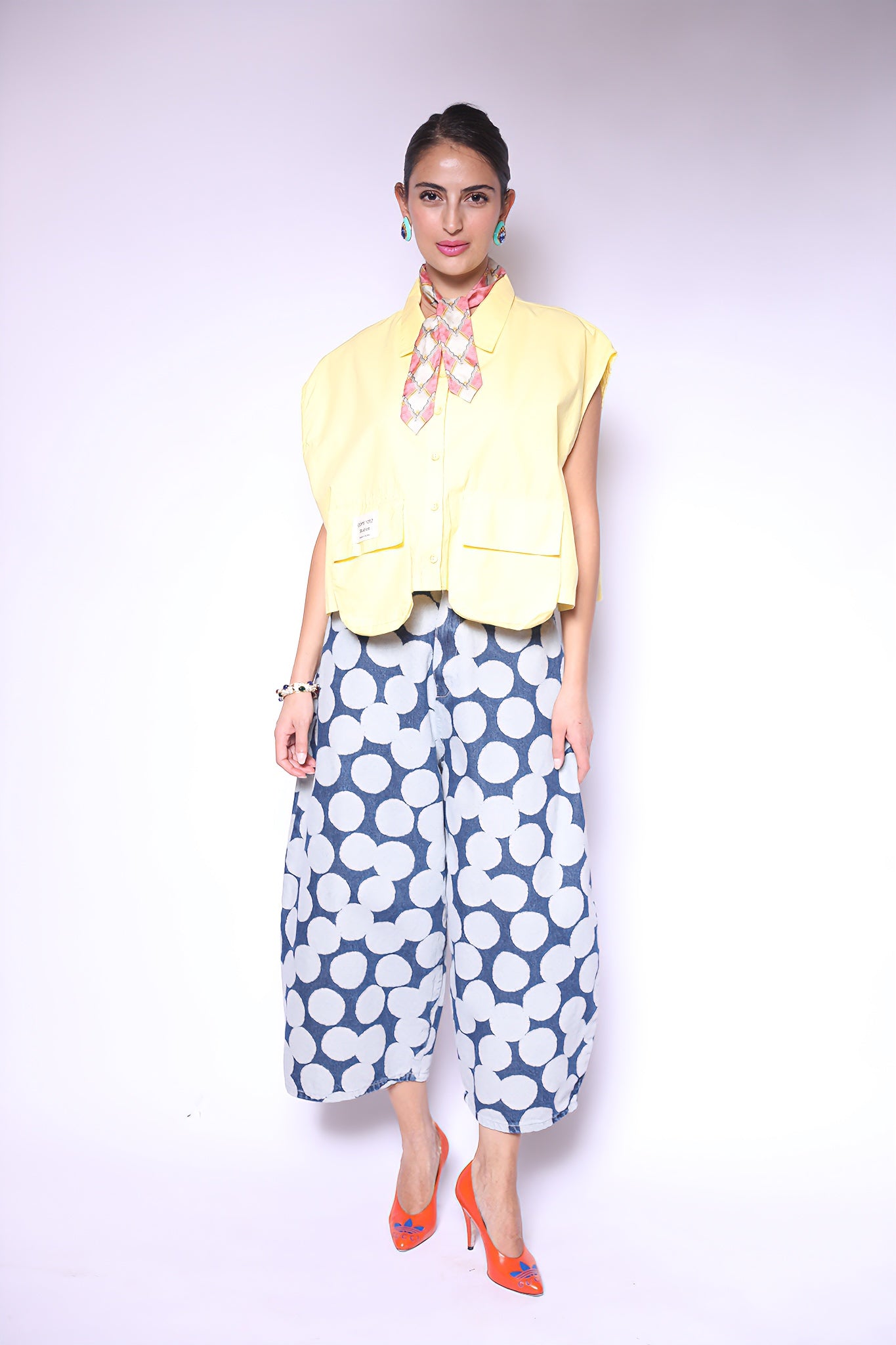 Oversized Navy Polka Pants