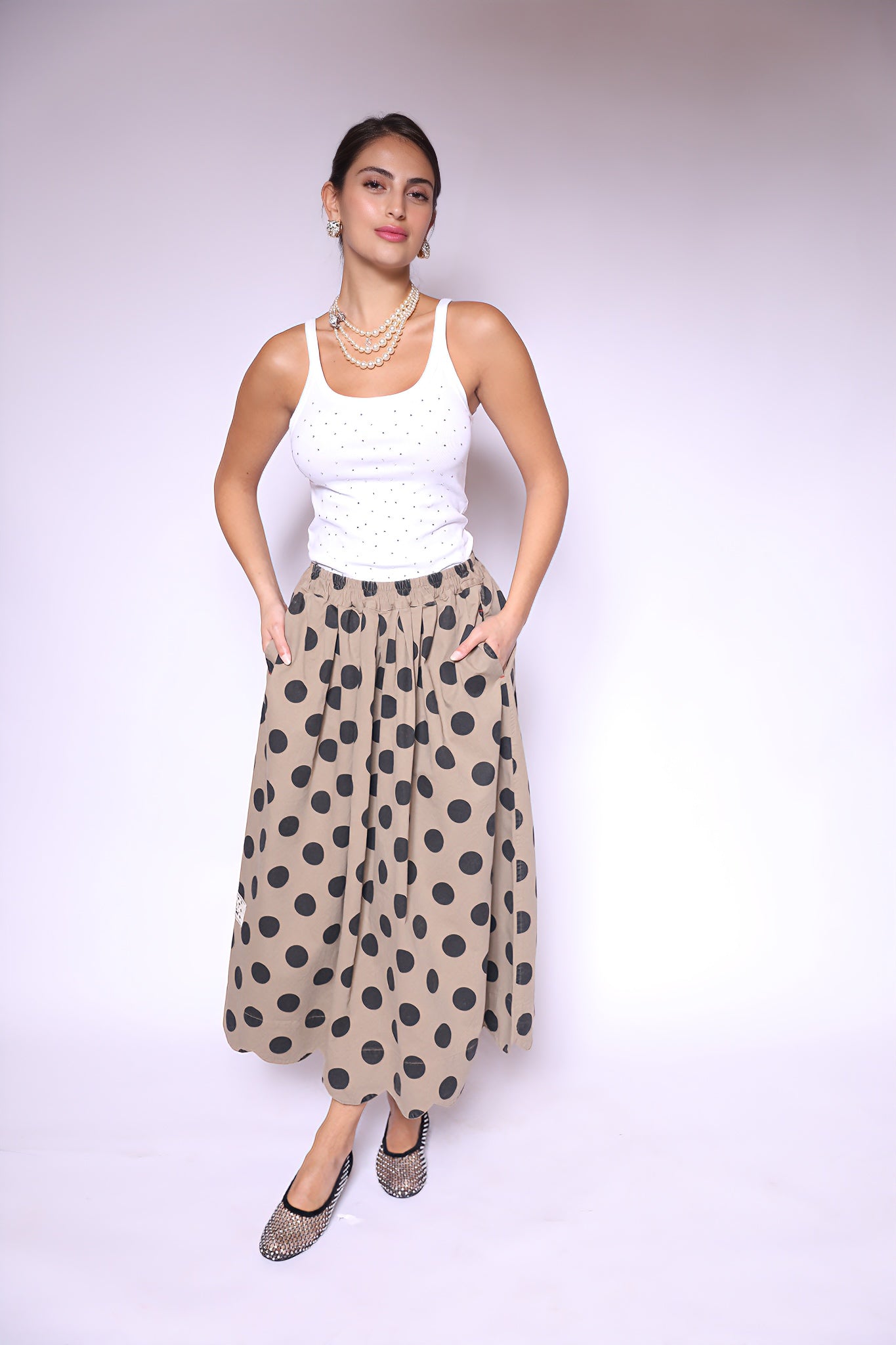 Bold Dots Midi Skirt