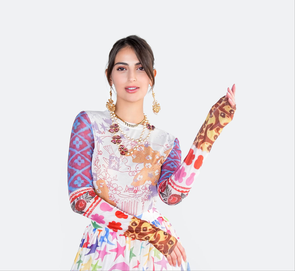 Colorful Patchwork Long-Sleeve Top