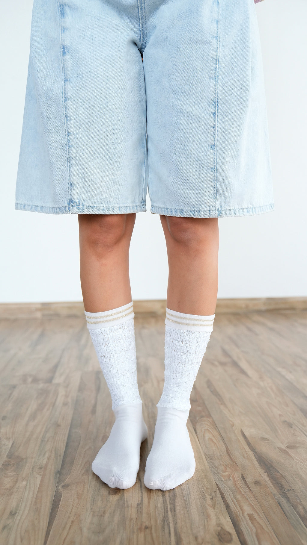 Light-Wash Bermuda Denim Shorts