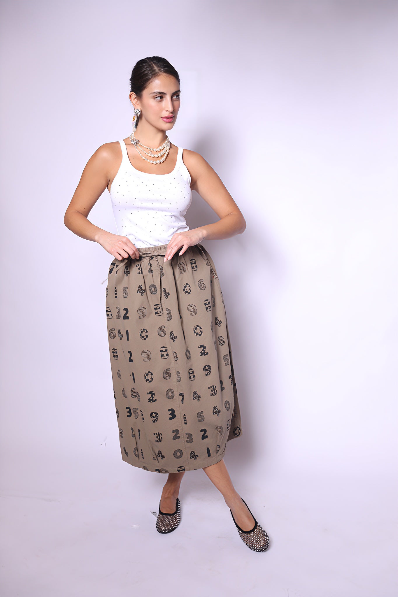 Numeric Play Midi Skirt