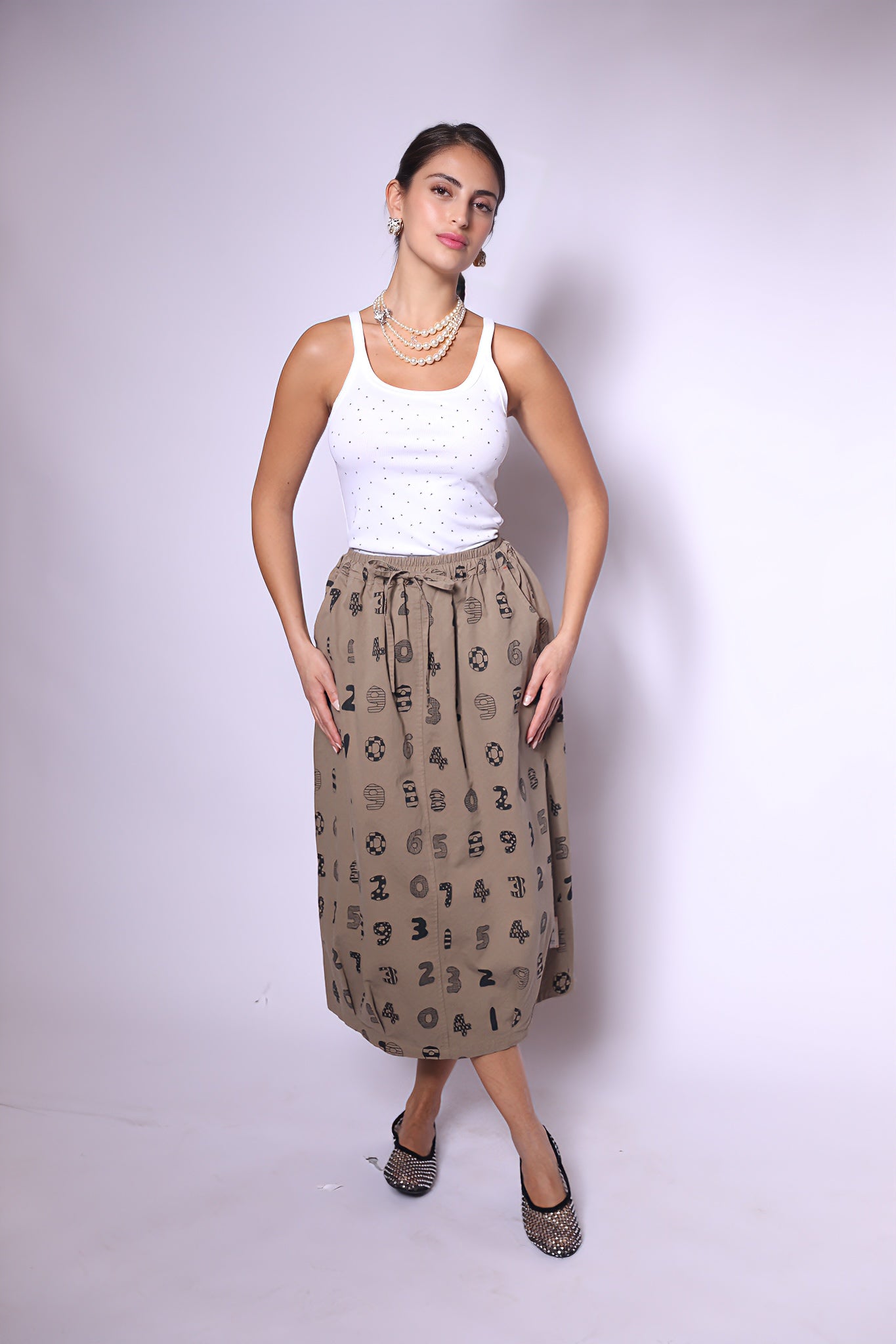 Numeric Play Midi Skirt