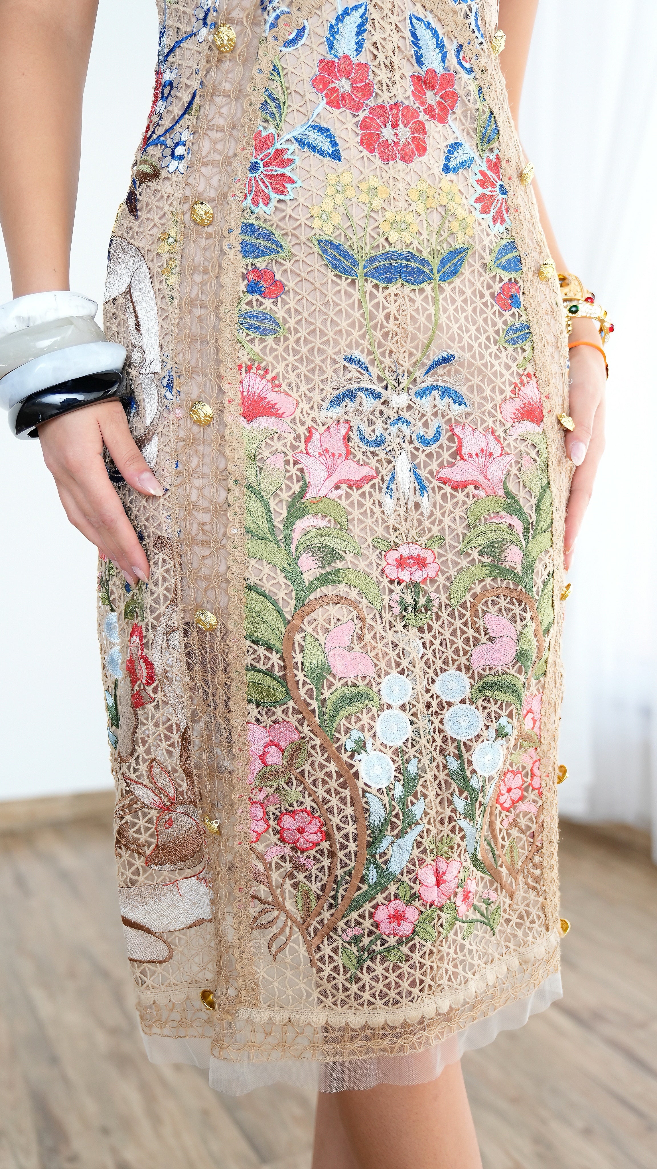 Golden Garden Embroidered Dress