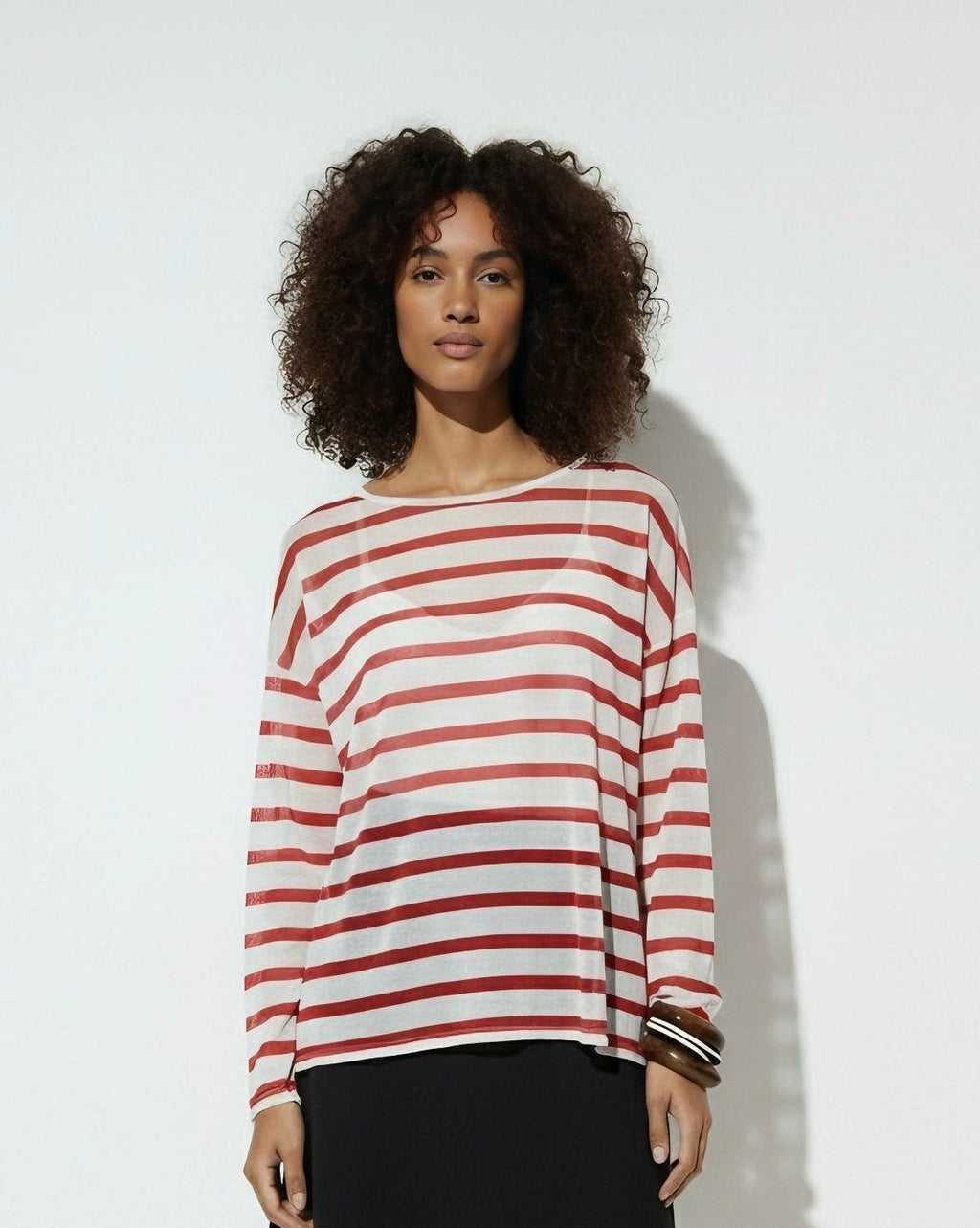 Classic Red Striped Knit Top