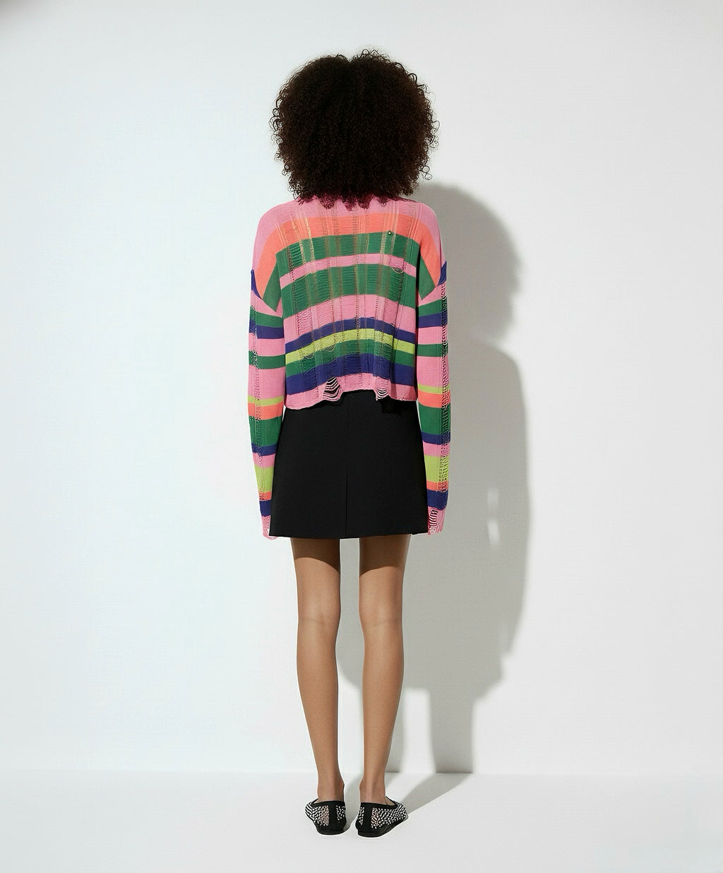 Rainbow Stripe Distressed Knit