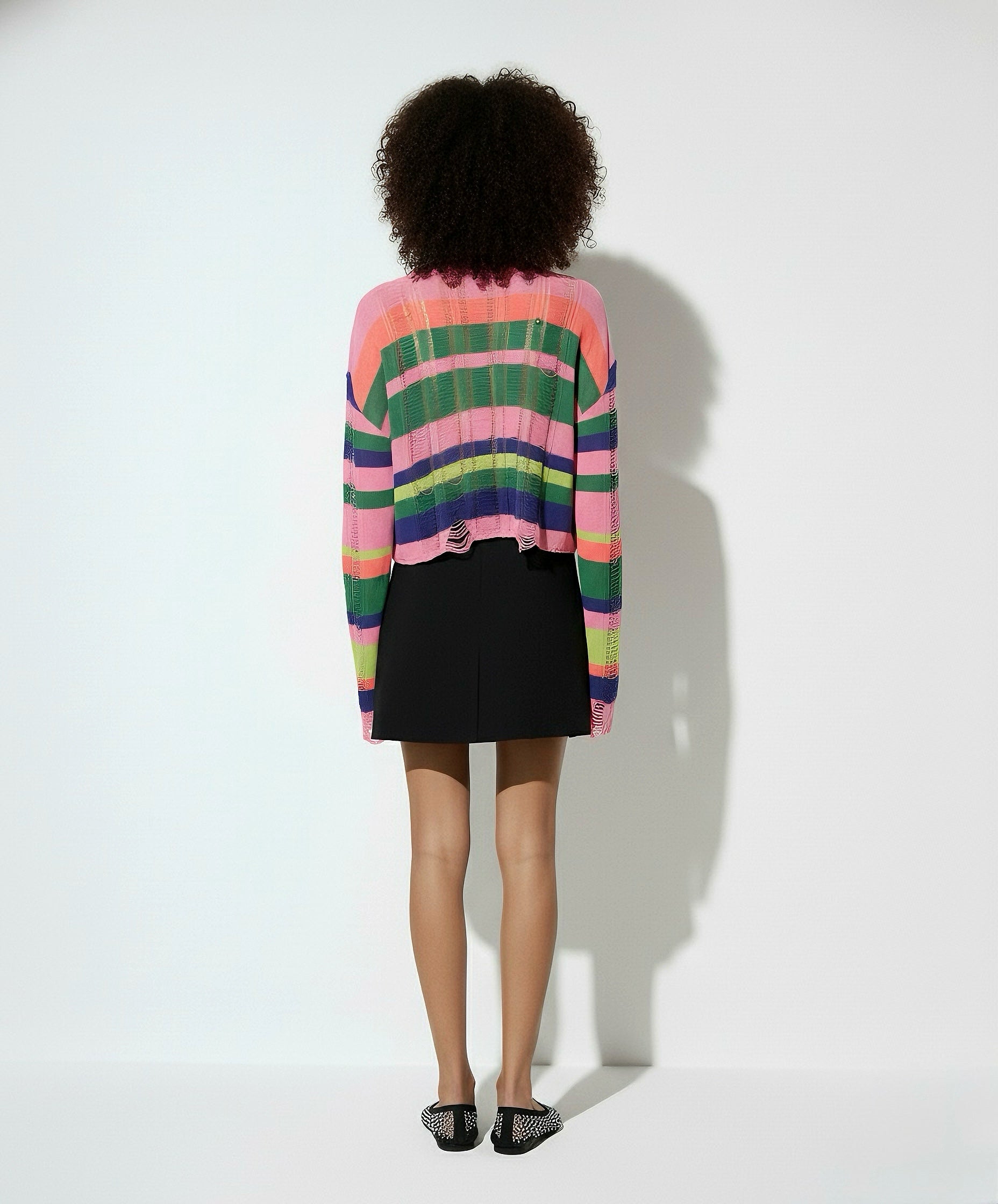 Rainbow Stripe Distressed Knit