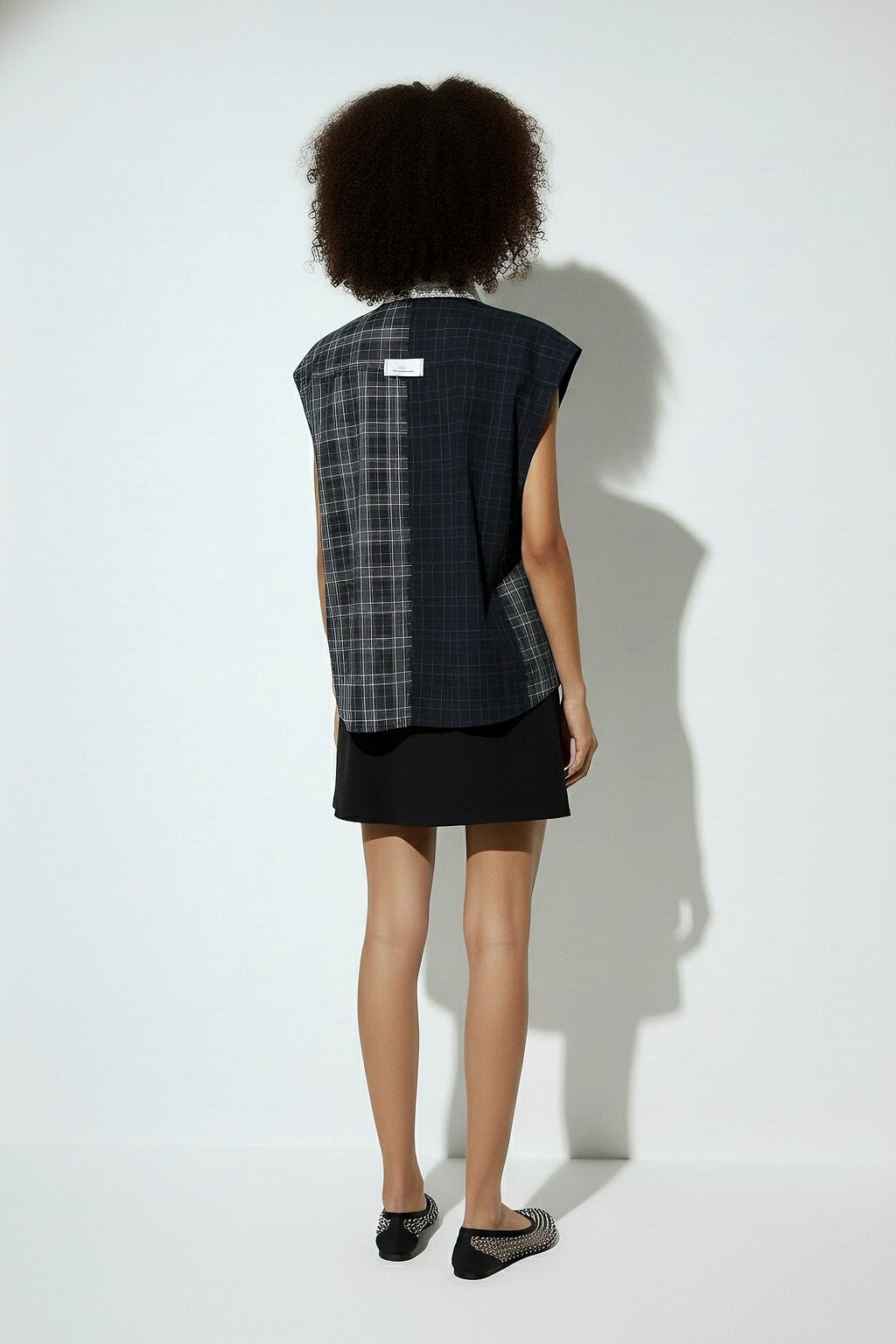 Patchwork Plaid Sleeveless Shirt