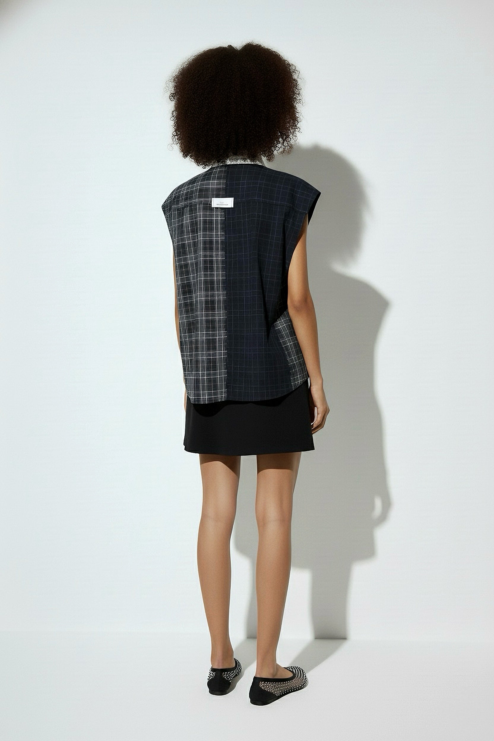 Patchwork Plaid Sleeveless Shirt
