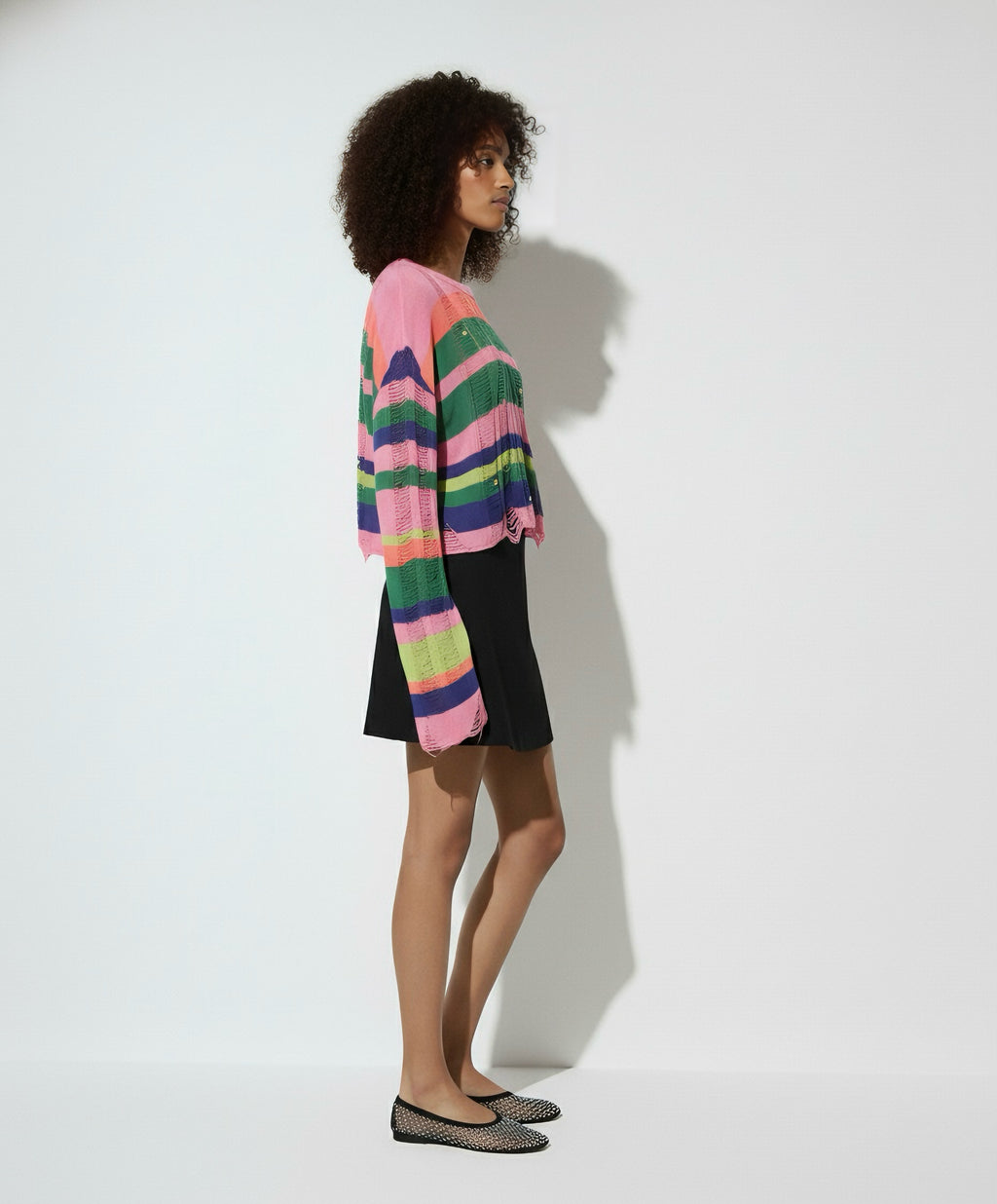 Rainbow Stripe Distressed Knit