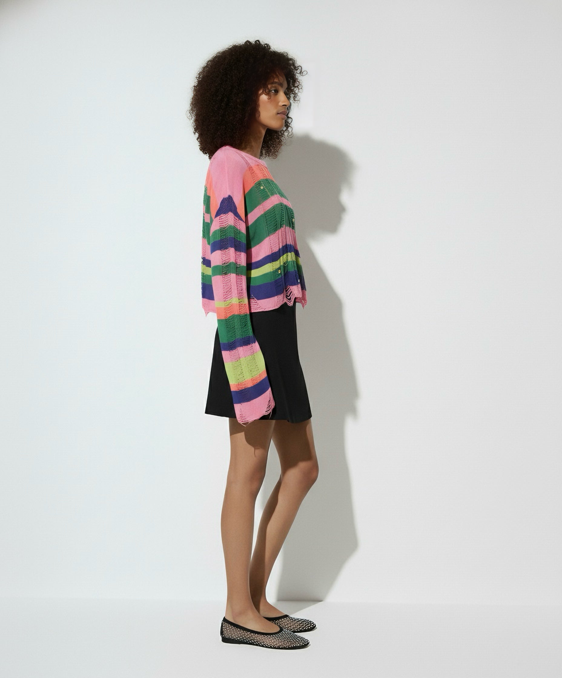 Rainbow Stripe Distressed Knit