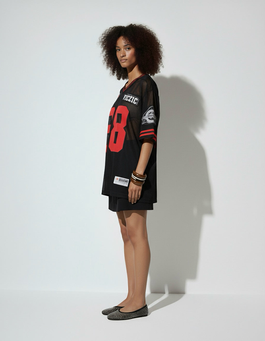 Varsity Mesh Jersey Dress – Black