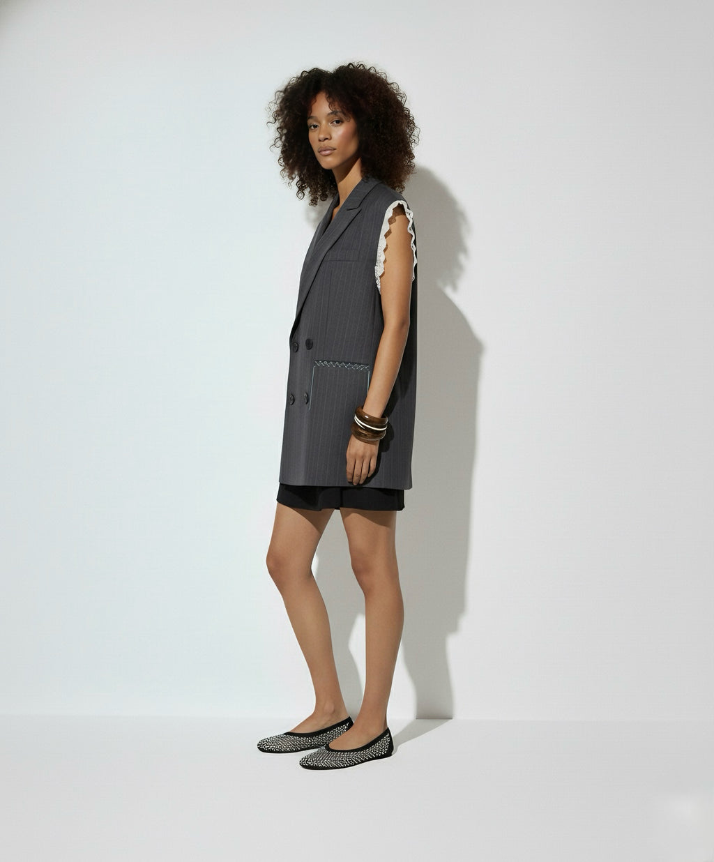 Pinstripe Tailored Vest Dress