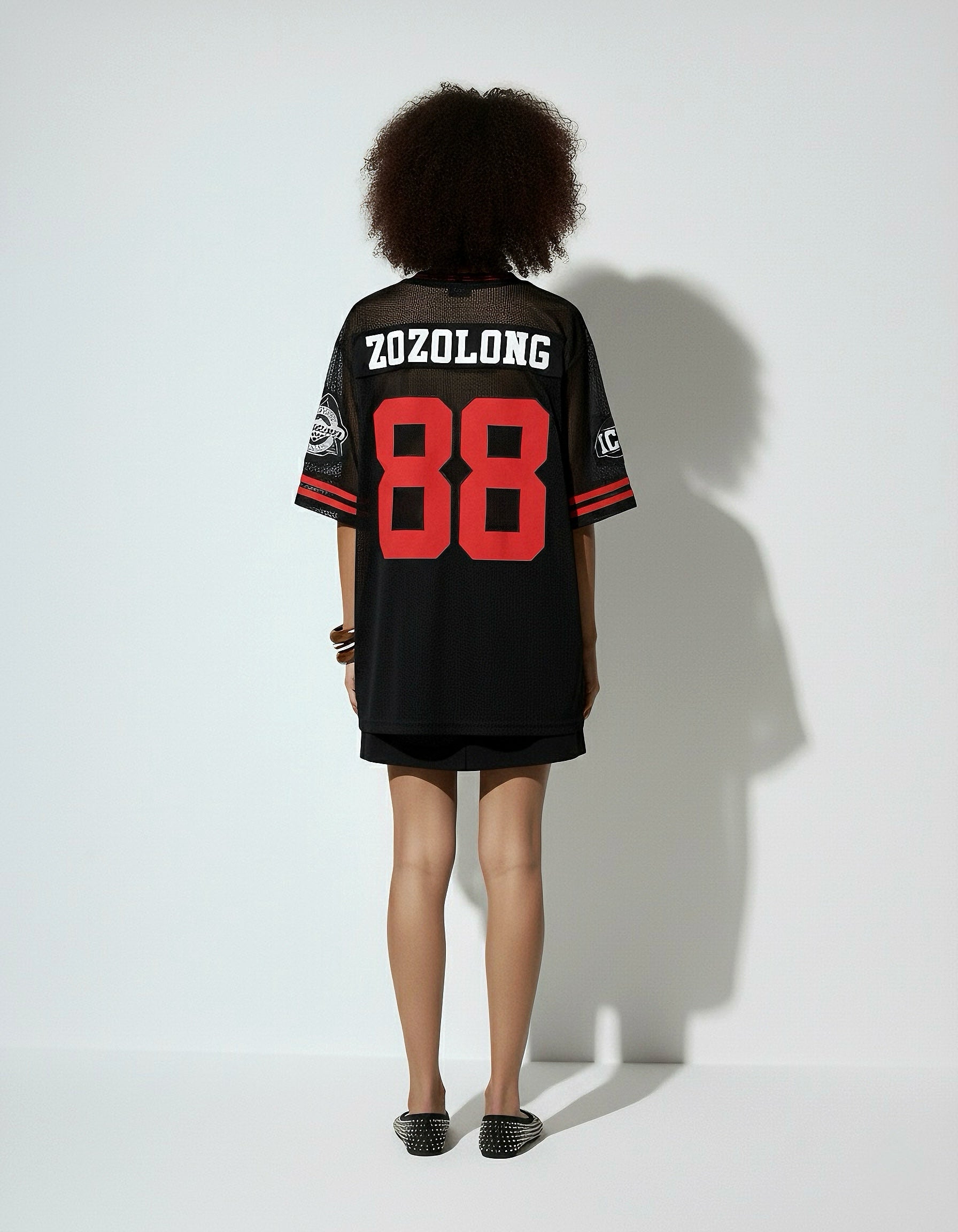 Varsity Mesh Jersey Dress – Black