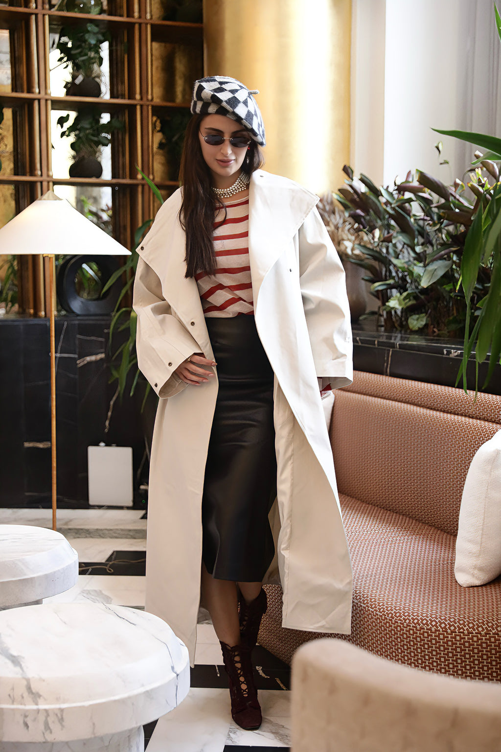 معطف ترنش طويل أوف وايت