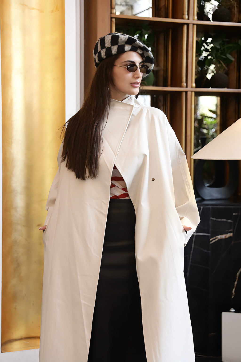 معطف ترنش طويل أوف وايت