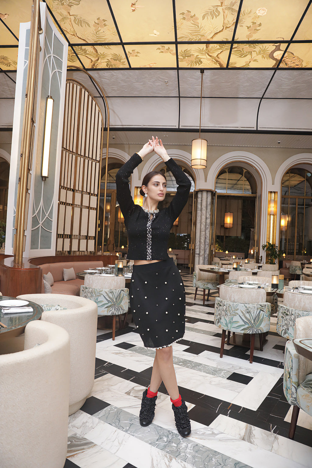 Pearl-Embellished Skirt