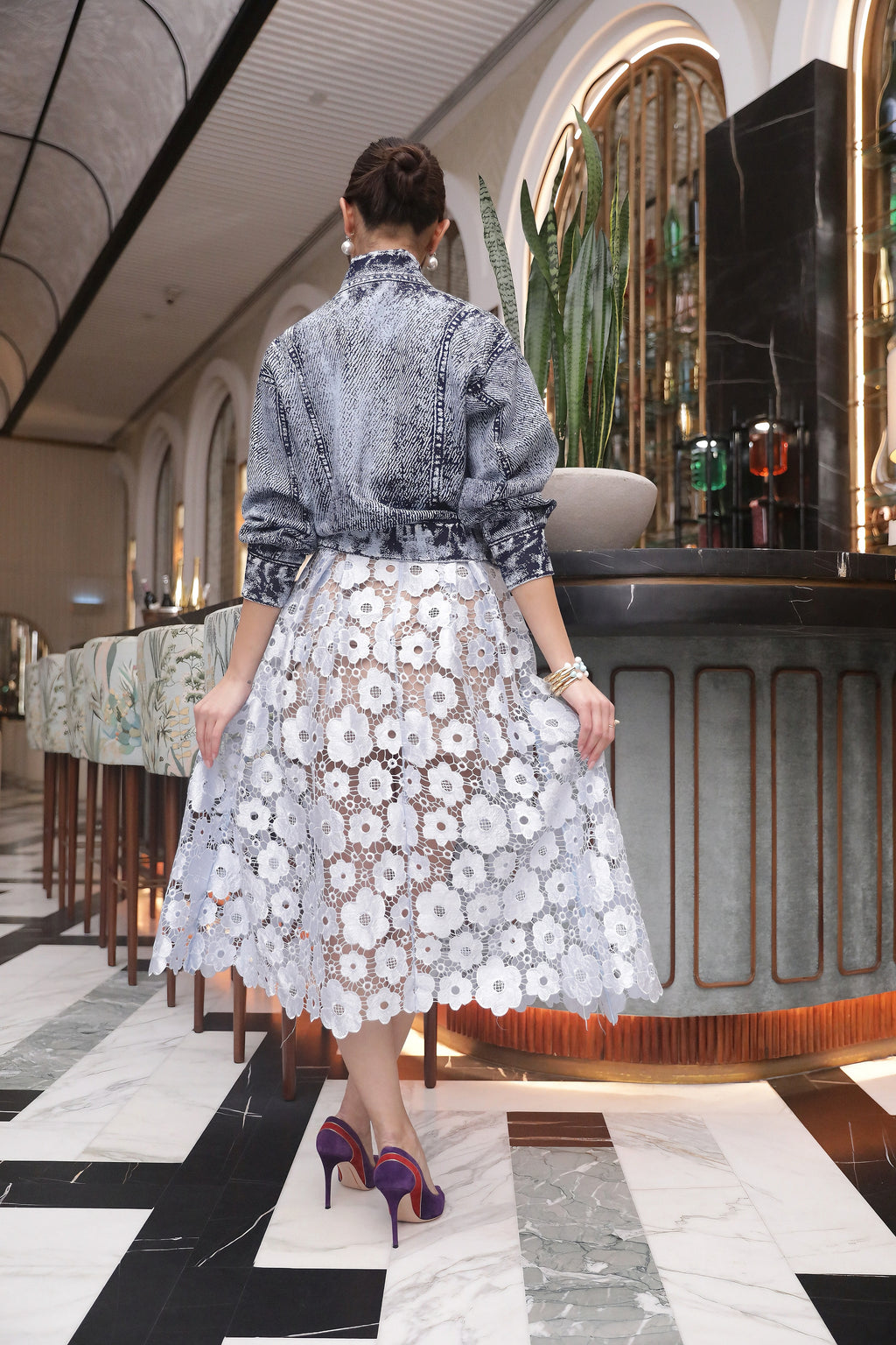 Floral Lace Midi Skirt