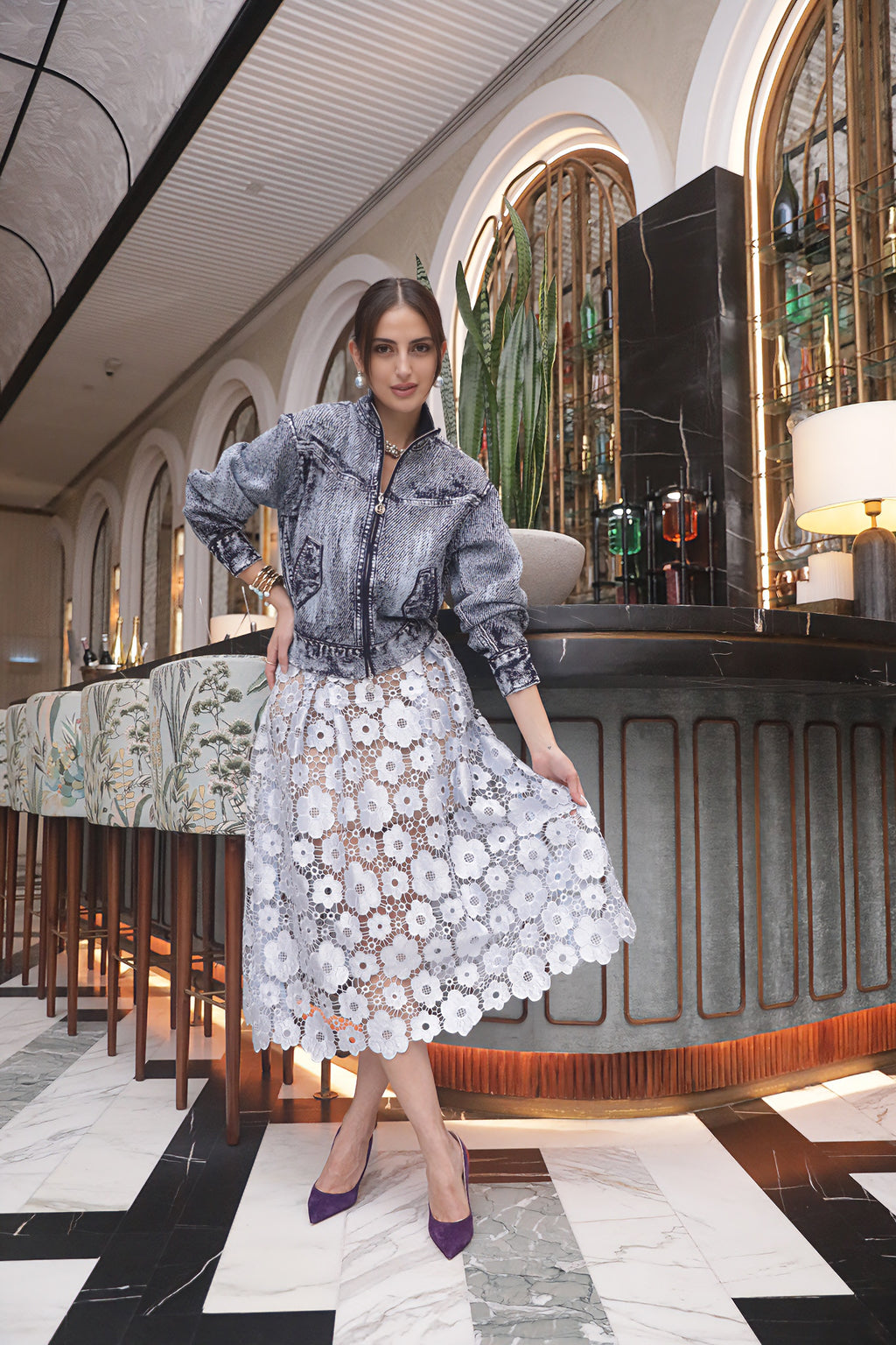 Floral Lace Midi Skirt