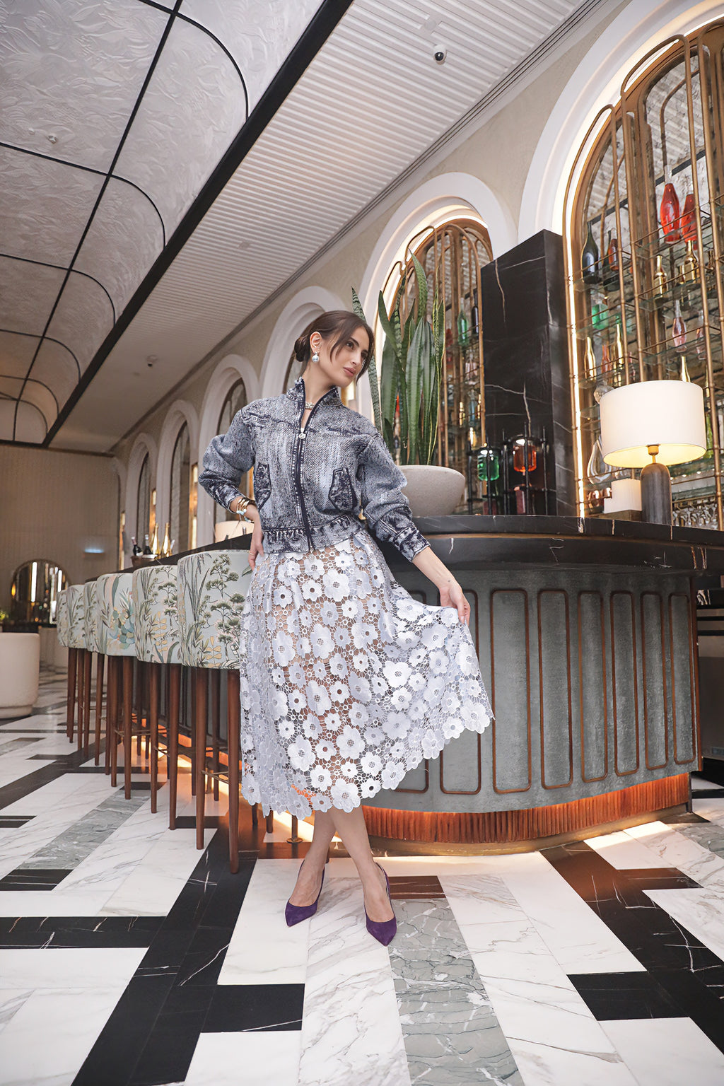 Floral Lace Midi Skirt