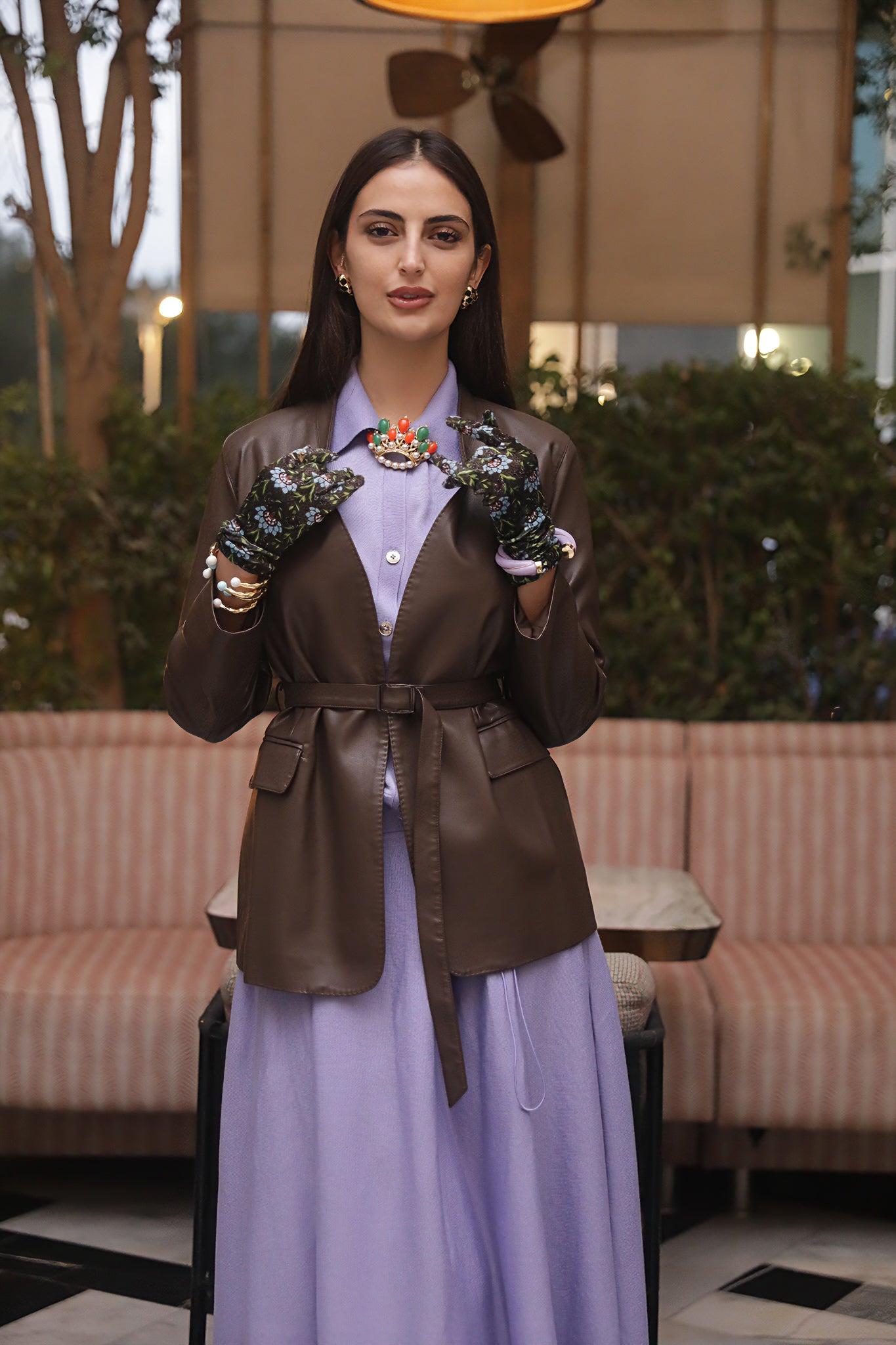 جاكيت جلدي ناعم بحزام