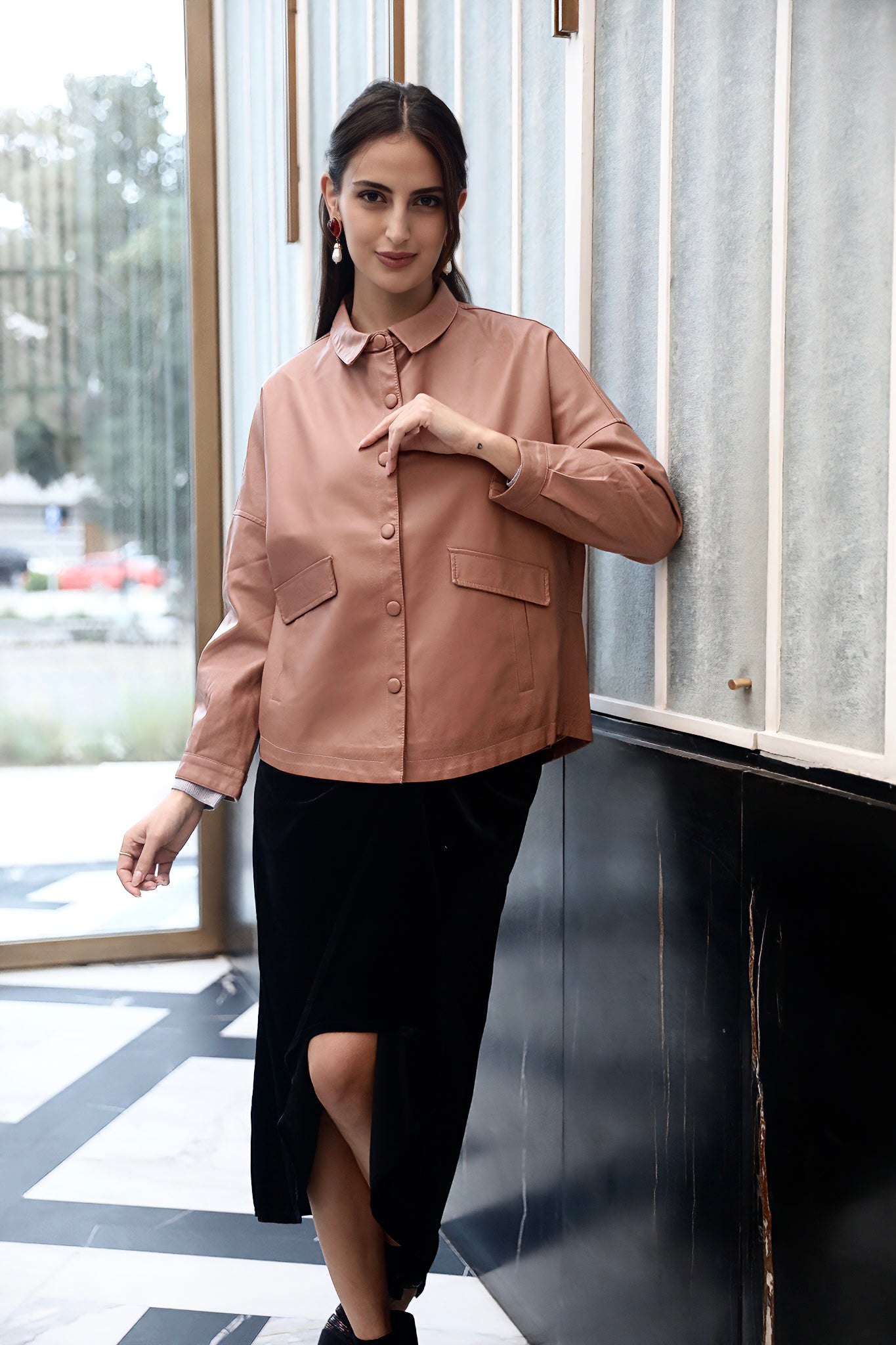 Soft Blush Leather Jacket