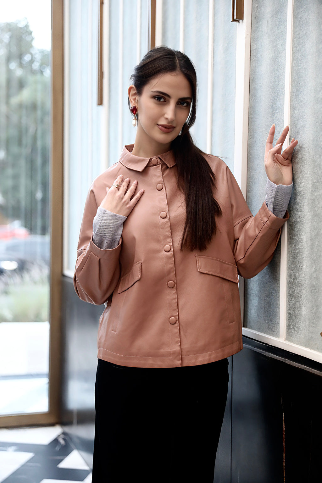 Soft Blush Leather Jacket