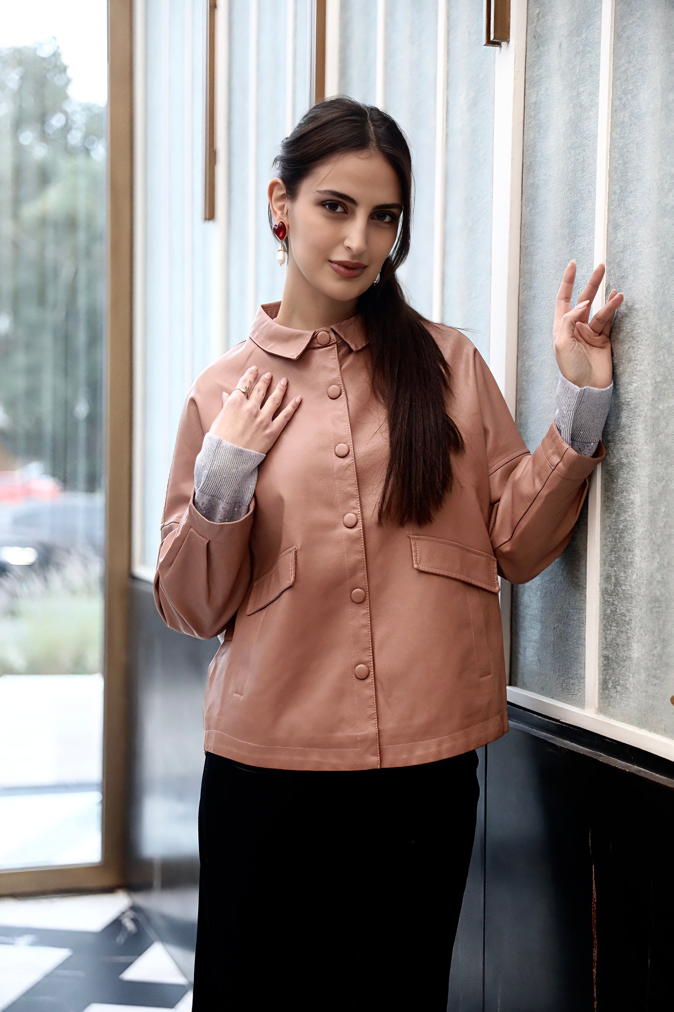 Soft Blush Leather Jacket