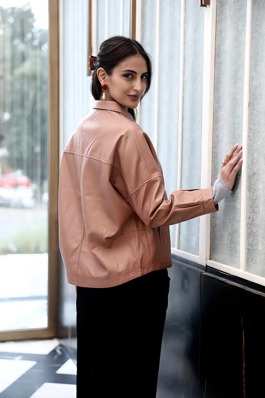 Soft Blush Leather Jacket