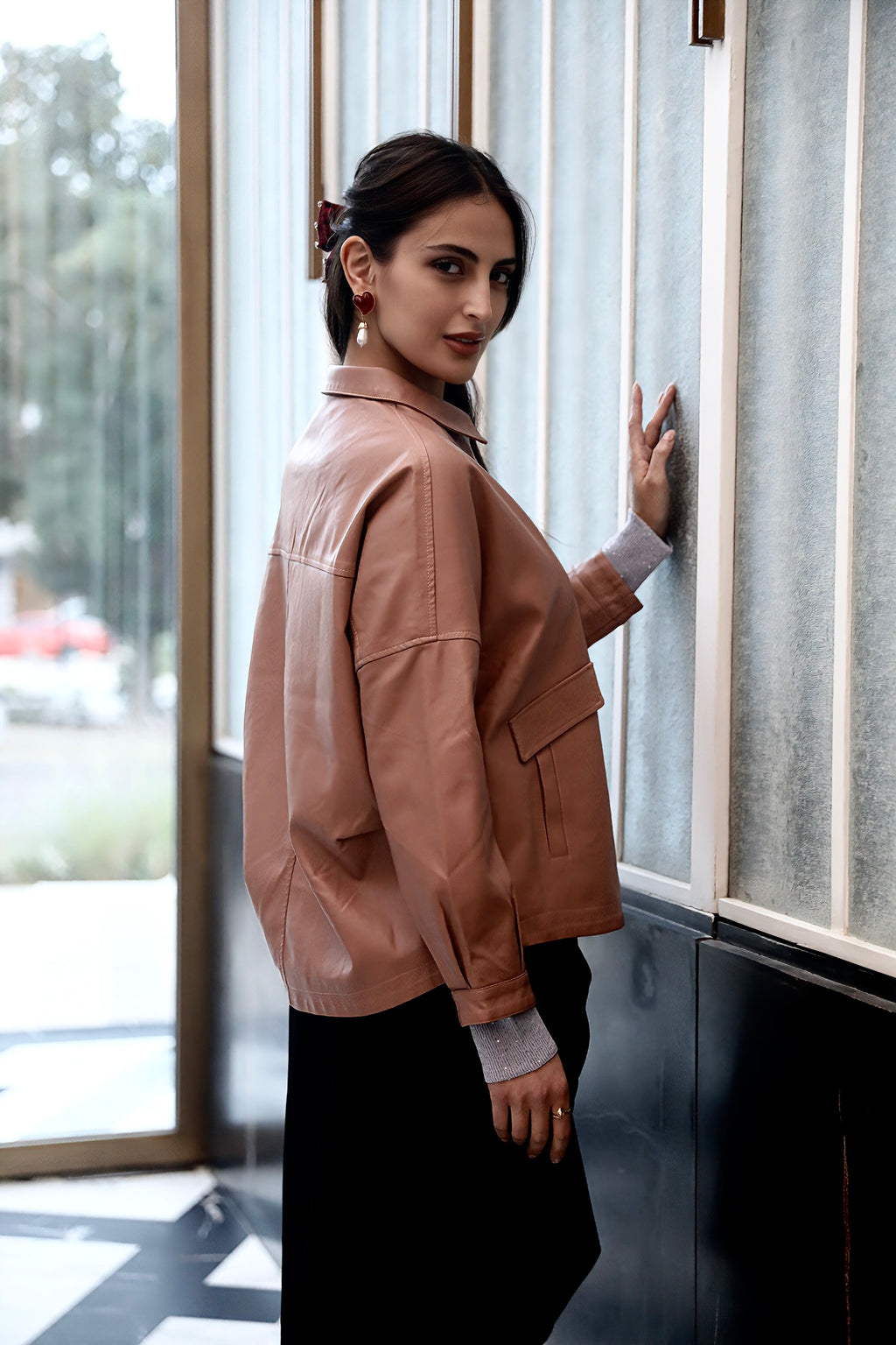 Soft Blush Leather Jacket