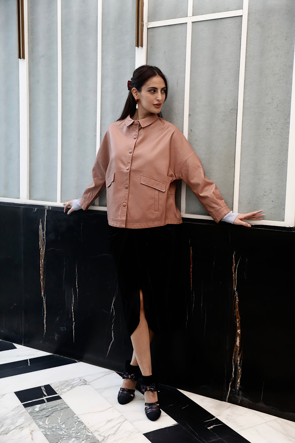 Soft Blush Leather Jacket