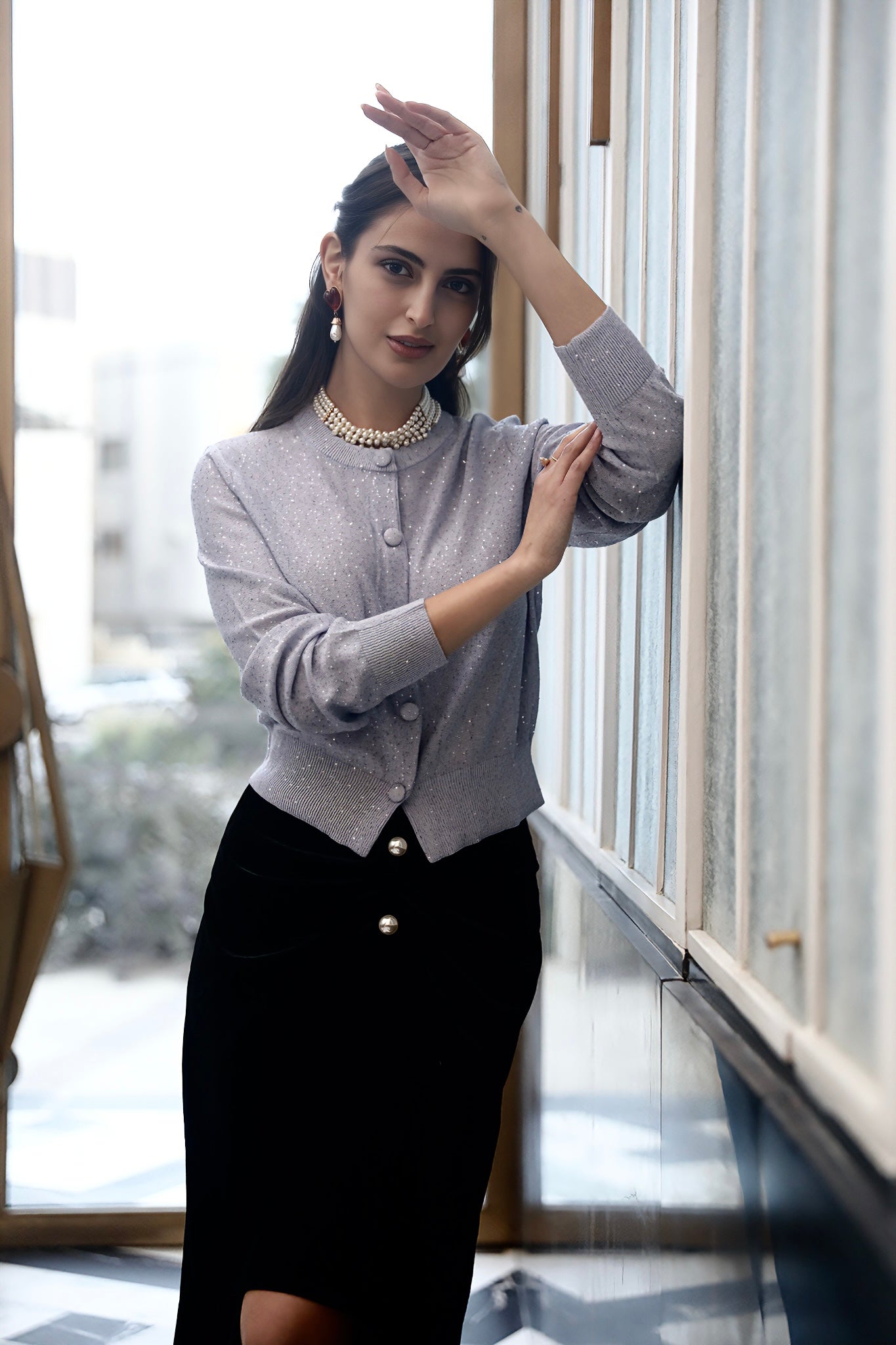 توب لافندر ناعم بلمسة فضية