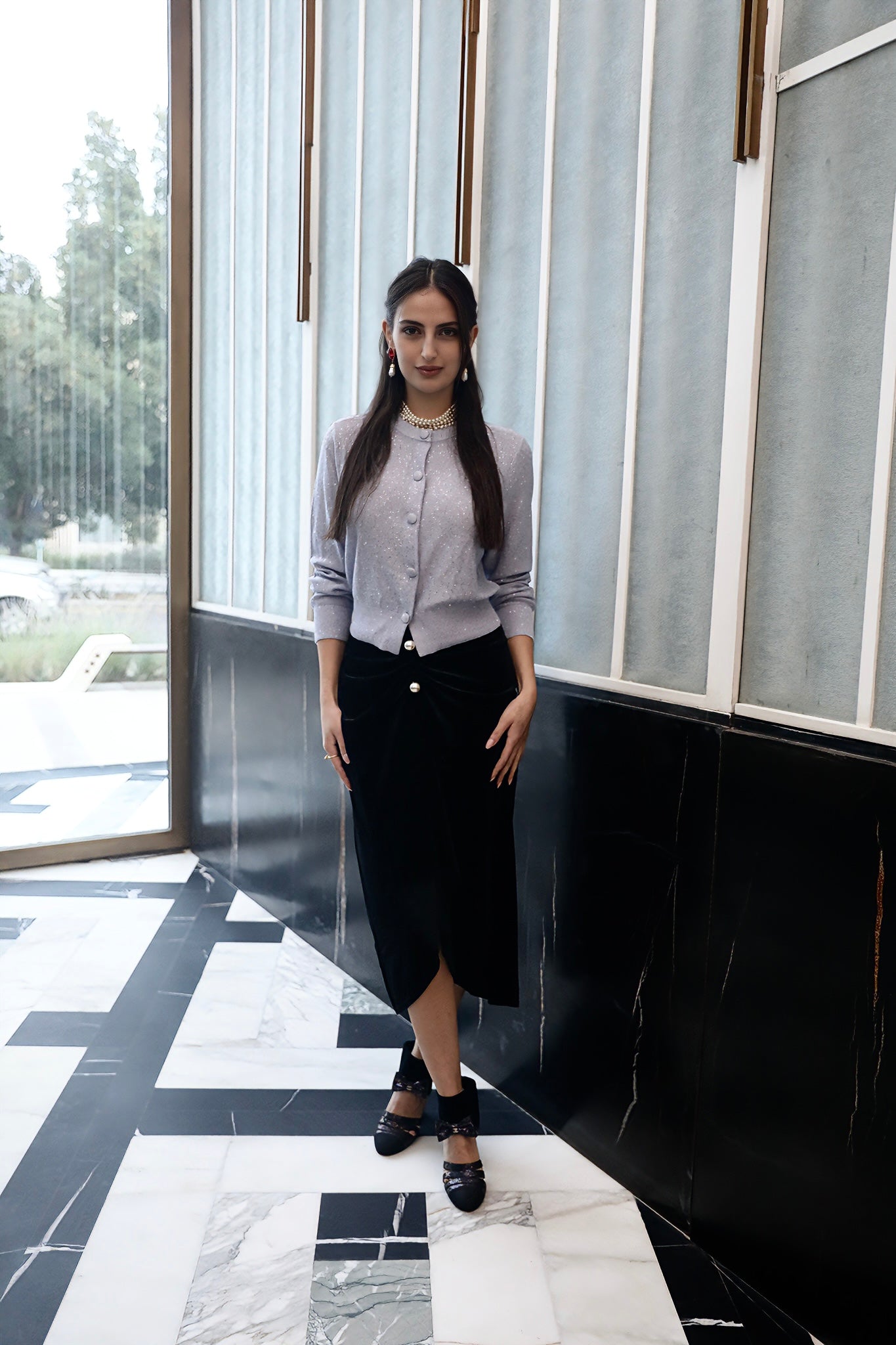 توب لافندر ناعم بلمسة فضية