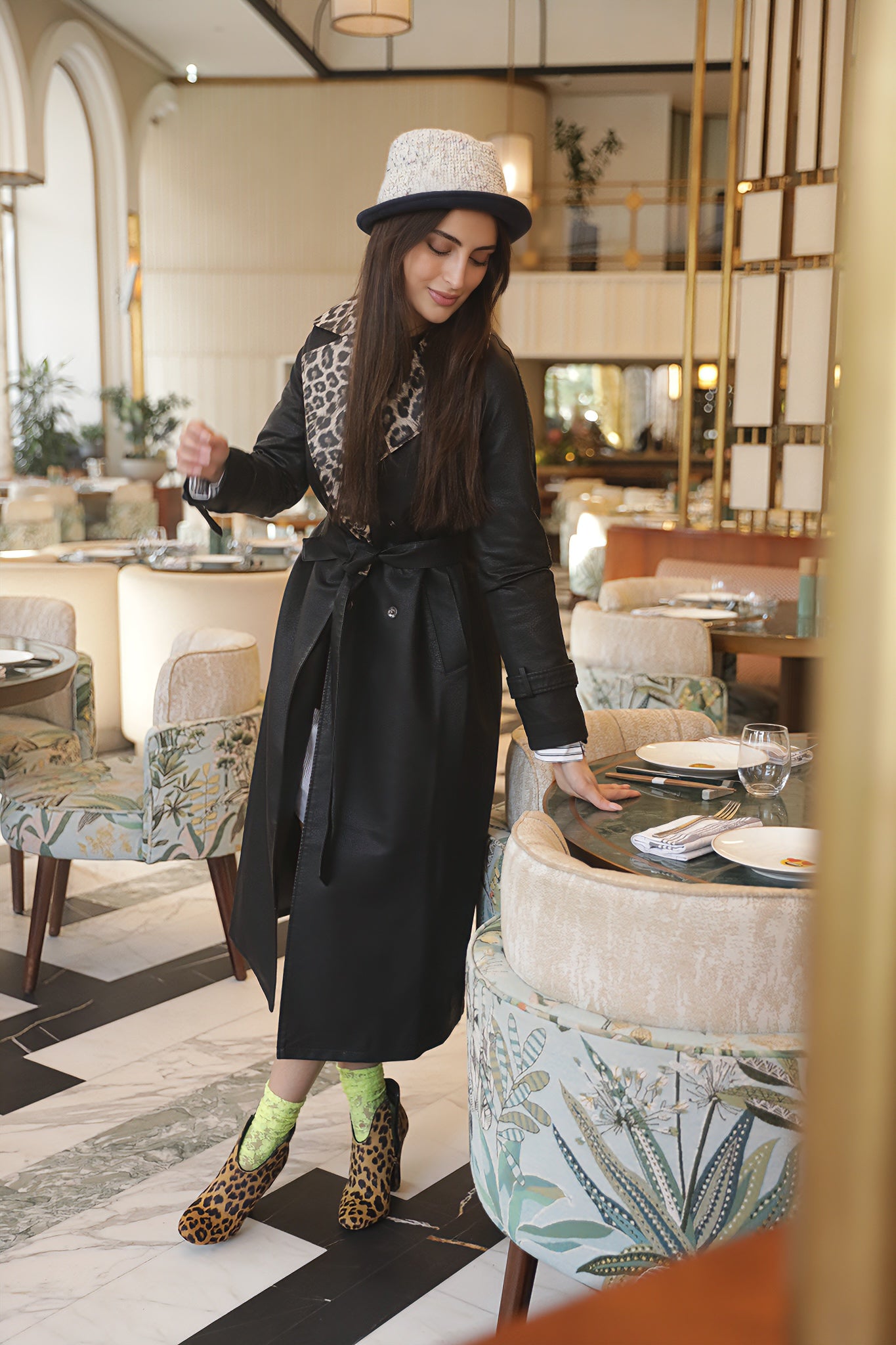 Classic Long Leather Coat