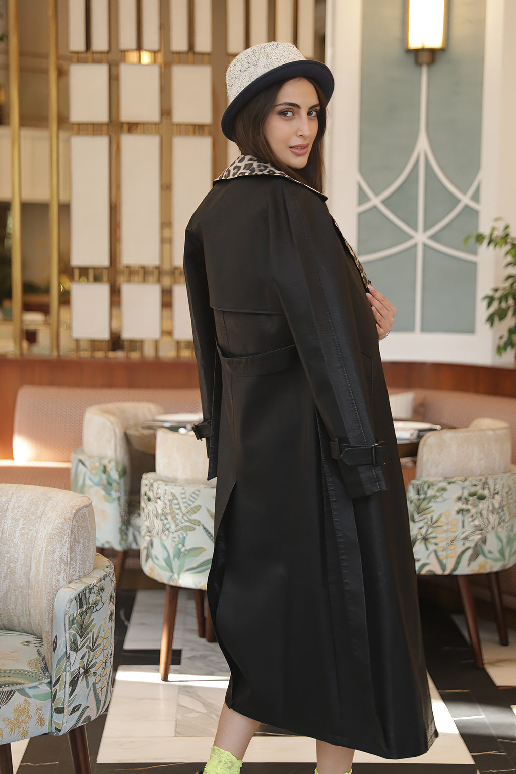 Classic Long Leather Coat