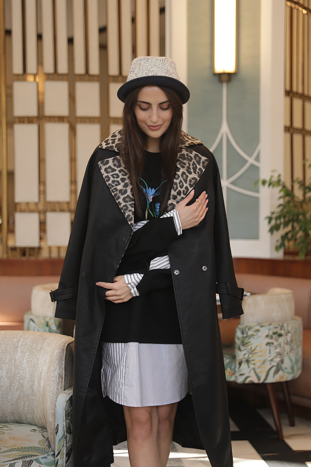 Classic Long Leather Coat