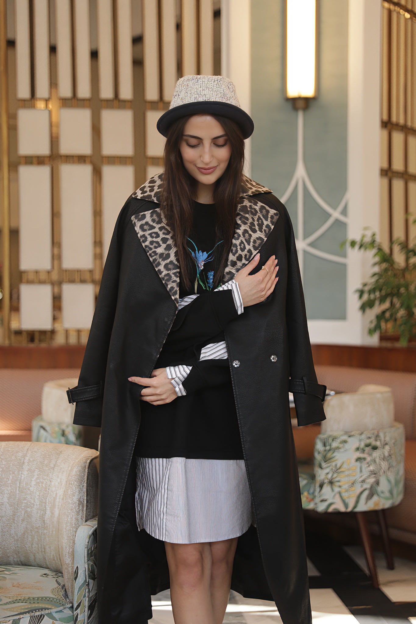 Classic Long Leather Coat