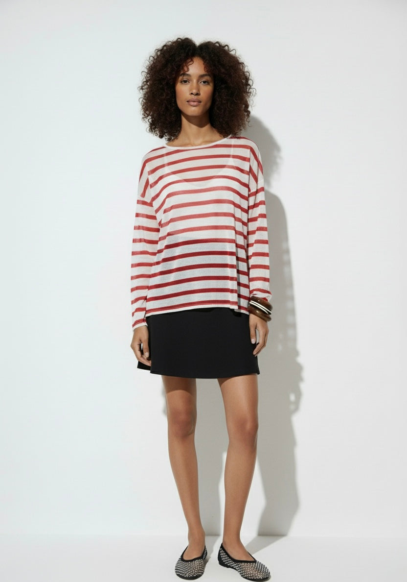 Classic Red Striped Knit Top