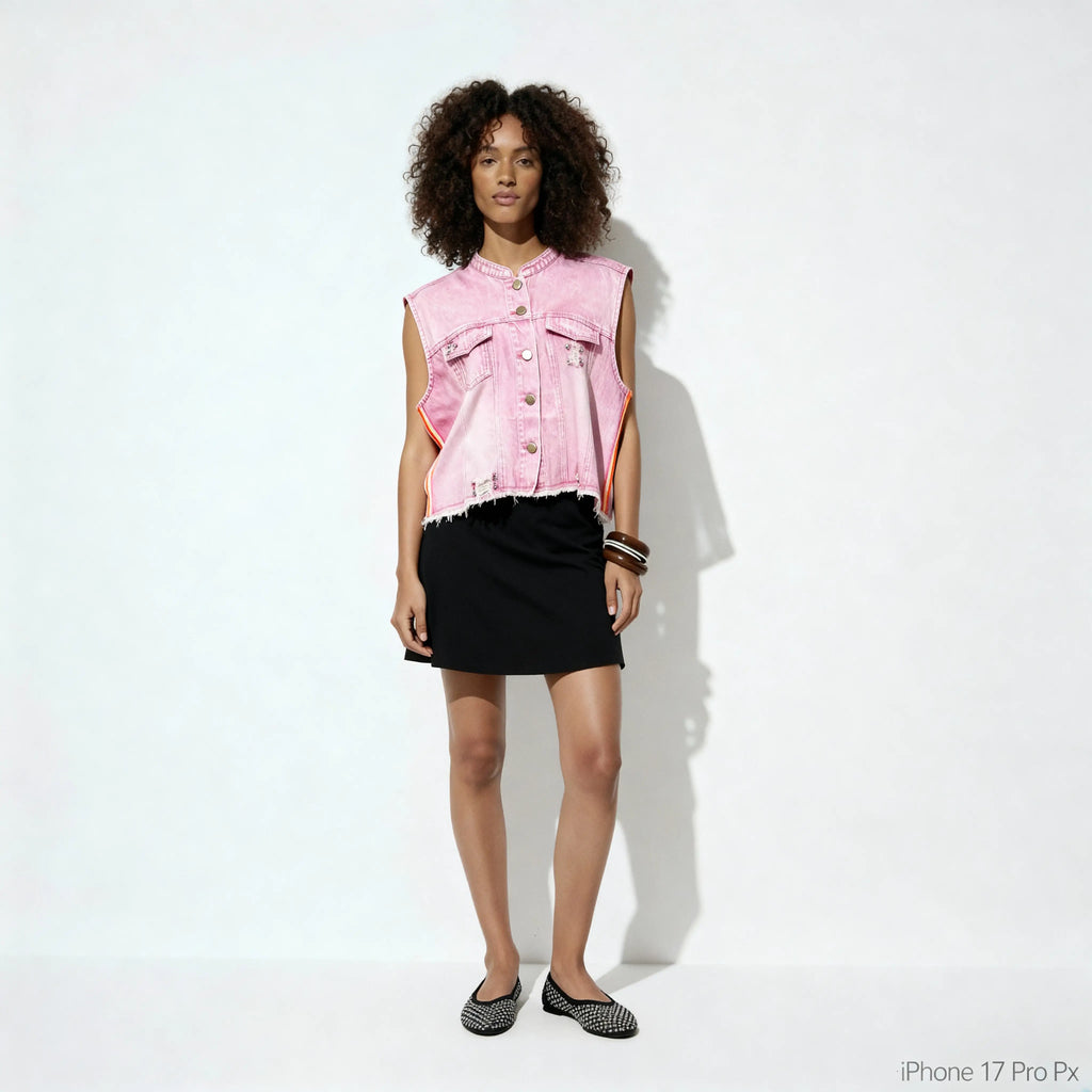 Pink Denim Vest
