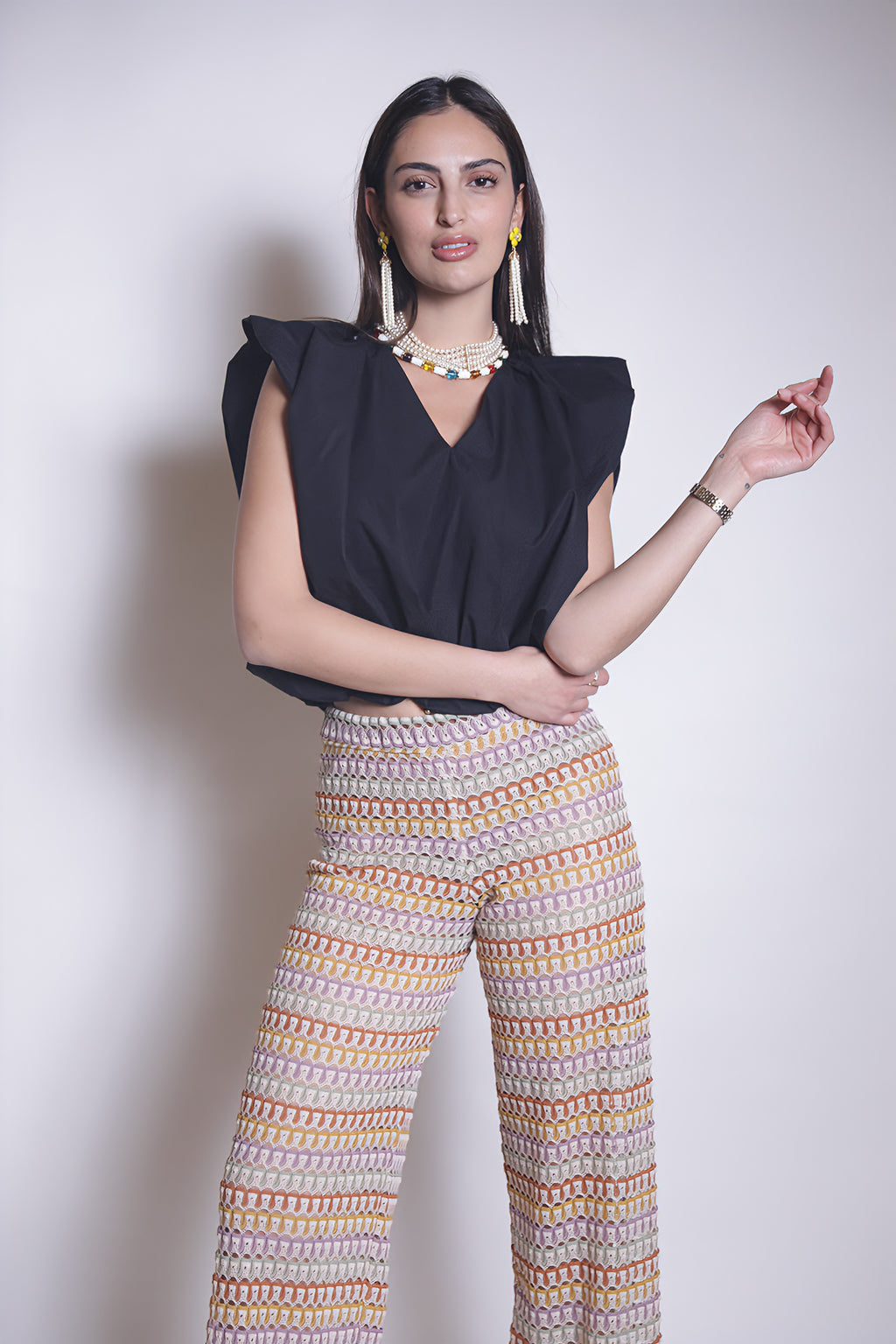 Pastel Mosaic Knit Pants