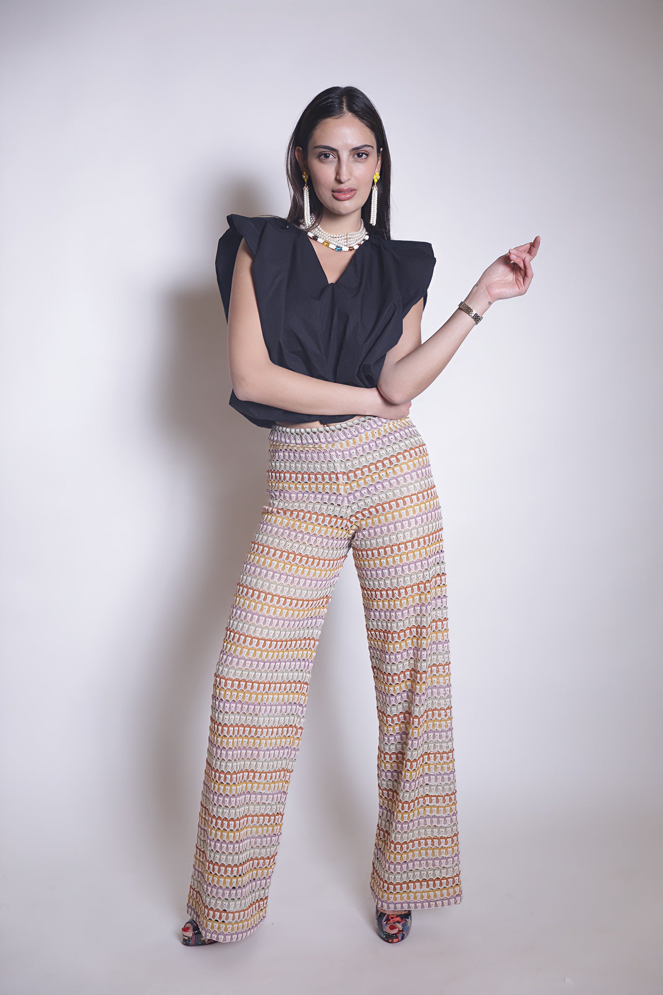 Pastel Mosaic Knit Pants