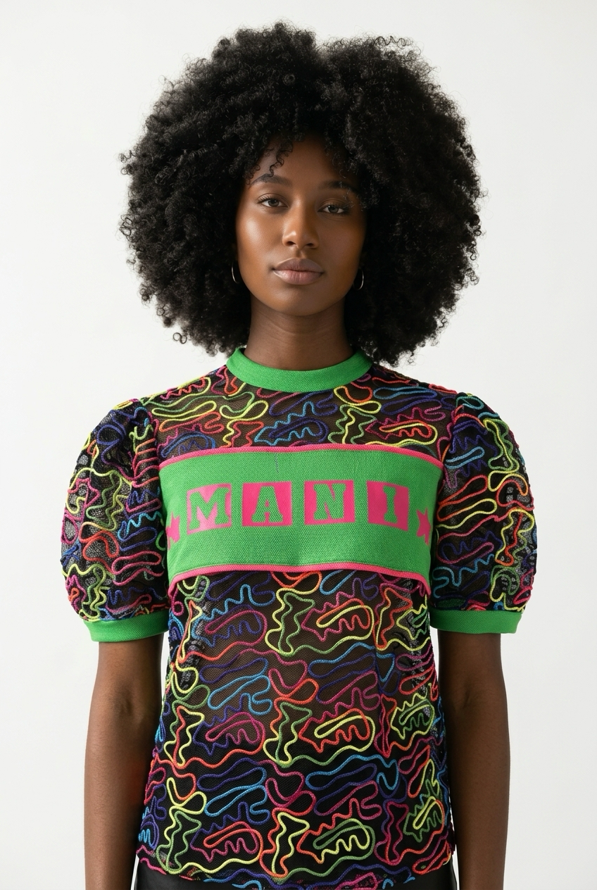 Neon Pop Mesh Statement Top