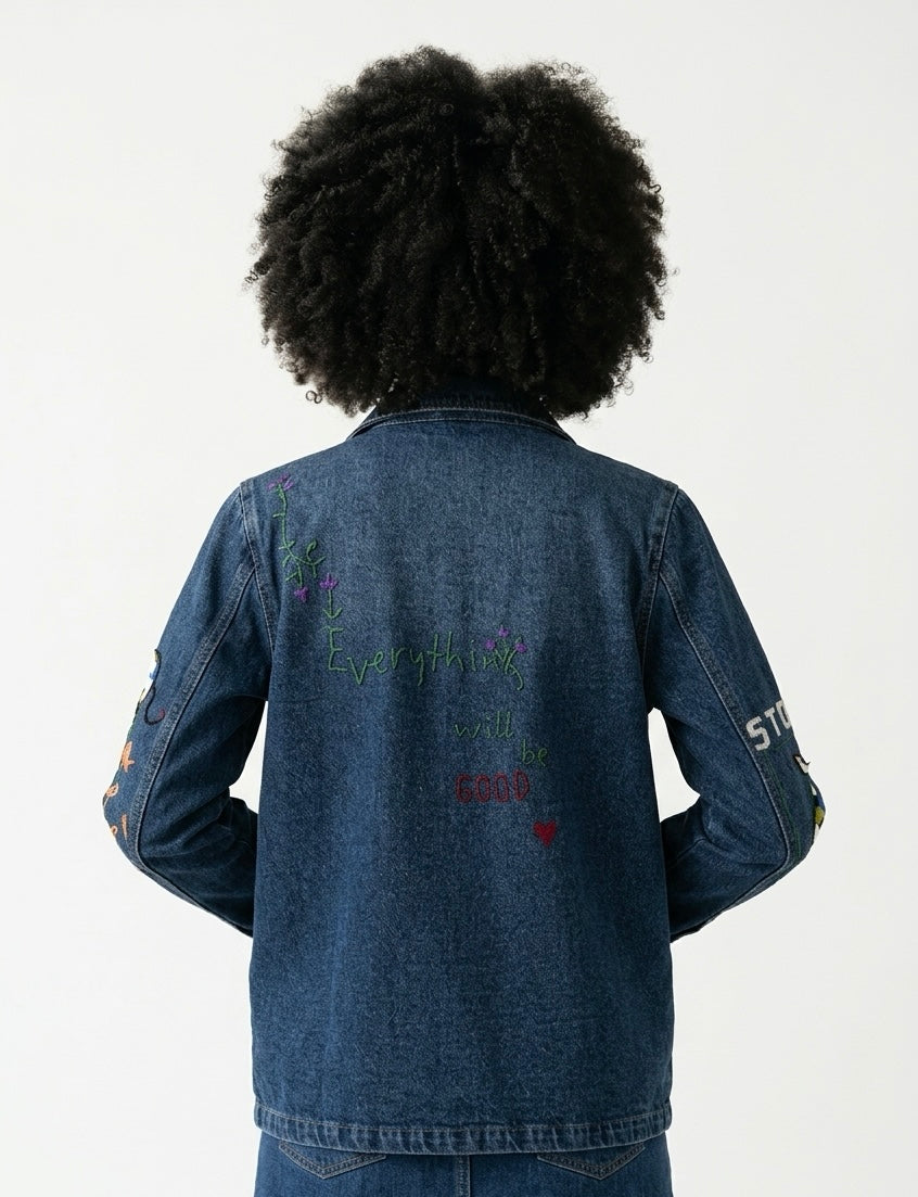 Dreamscape Art Denim Blazer