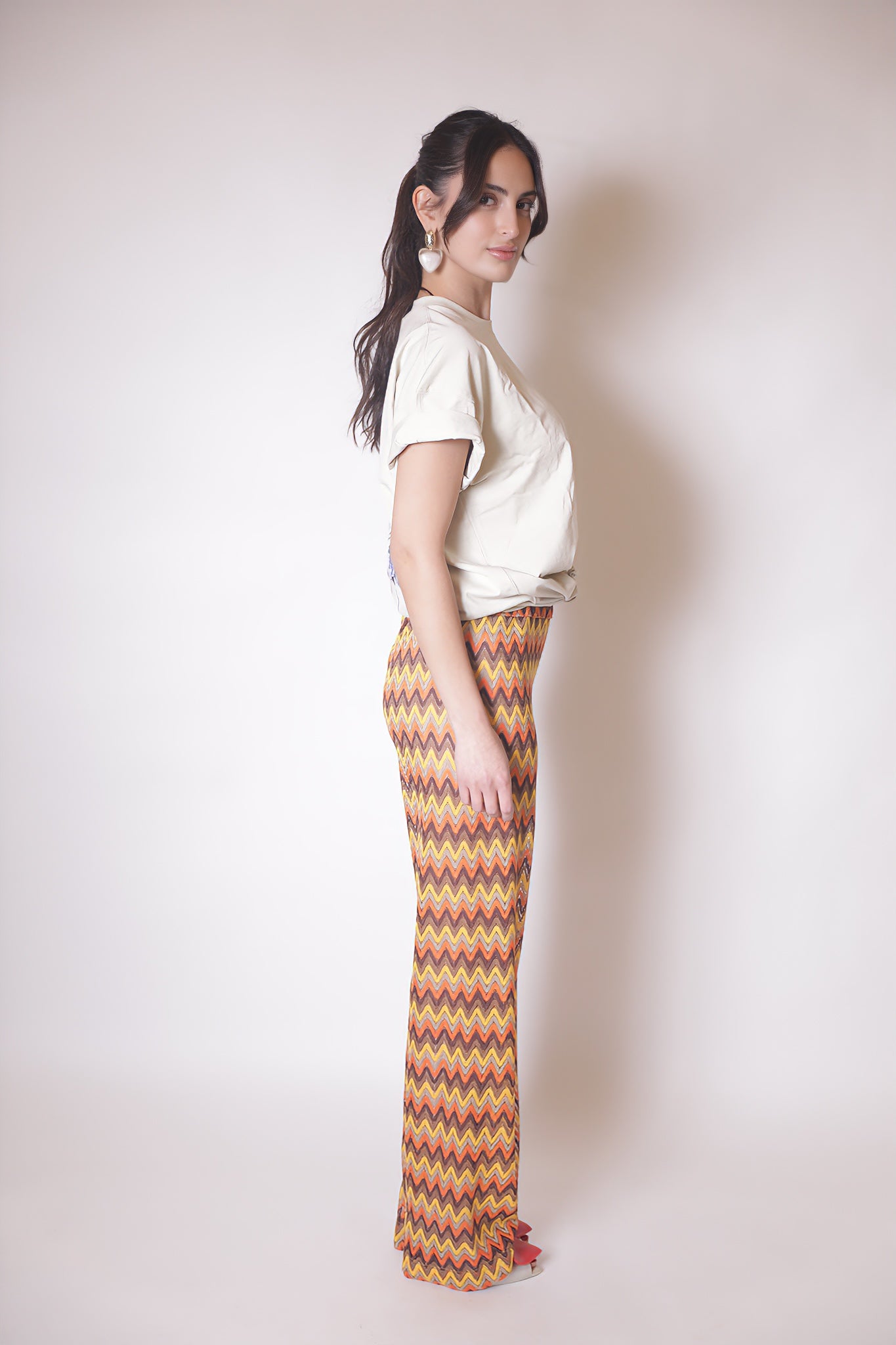 بنطال محاك بنقشة التعرجات الملونة